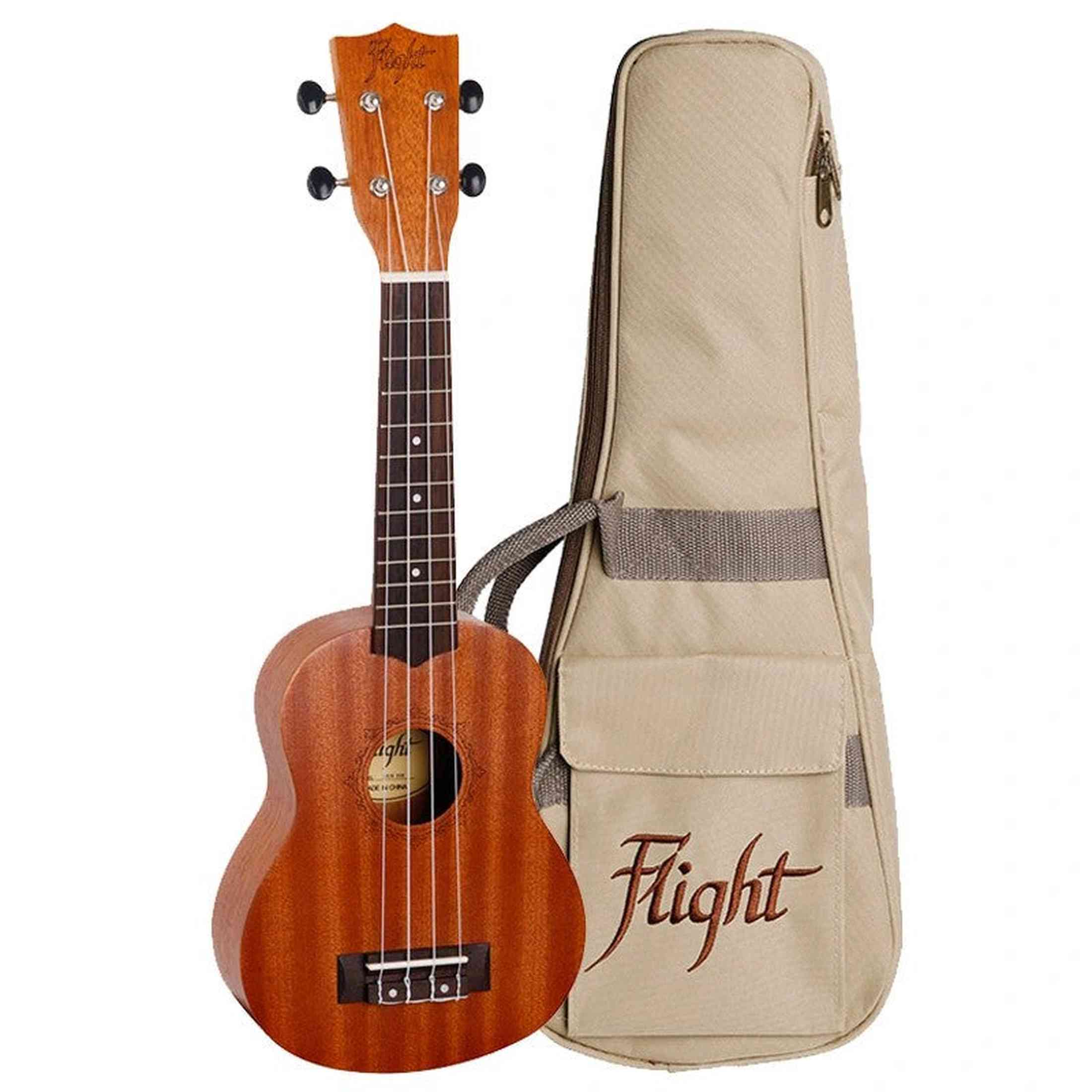 Flight NUS310 Soprano Ukulele met African Sapele Body, Bone Topkam en 12 Frets