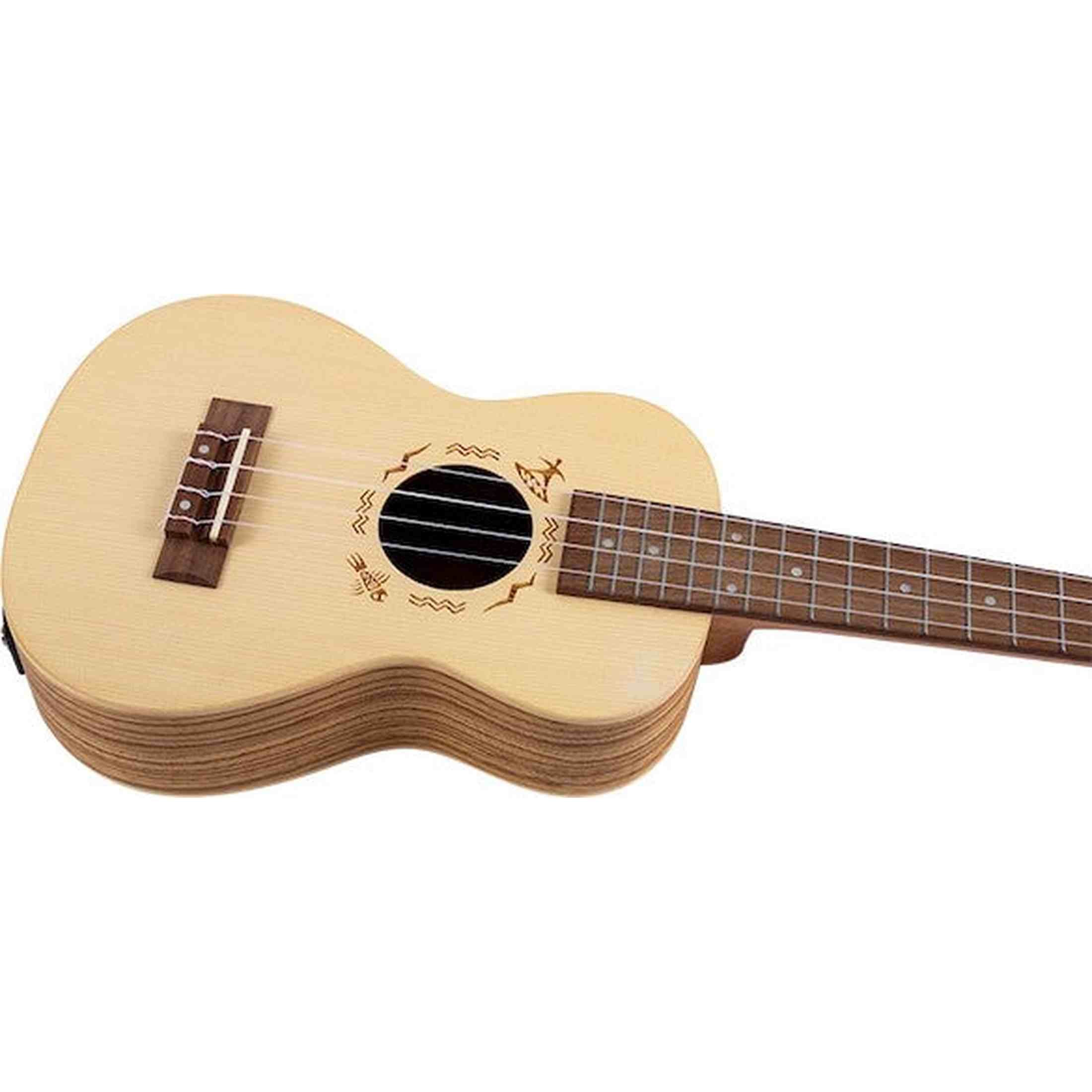 Flight DUC525 EQ SP/ZEB Elektrisch-Akoestische Concert Ukulele met Solid Spruce Top, Zebrawood Body, Pickup en Aquila Super Nylgut Snaren