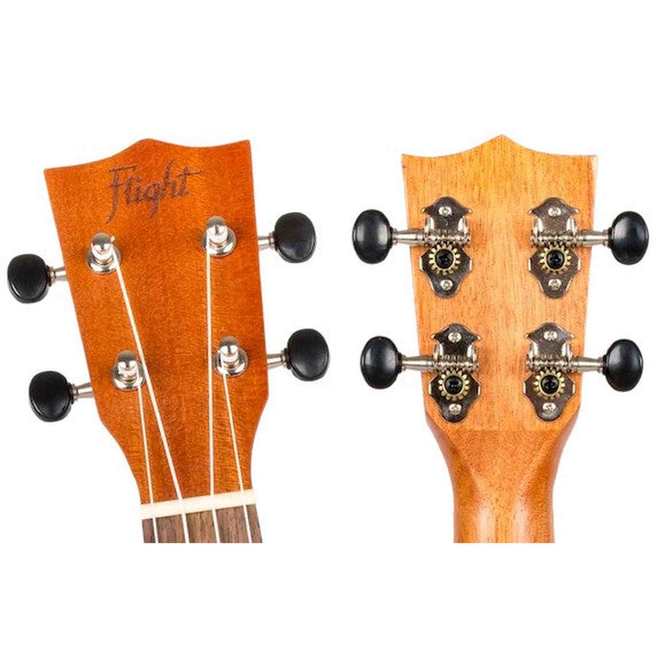 Flight NUS350 DC Soprano Ukulele met African Sapele Body, Dreamcatcher Lasergravure en Bone Topkam