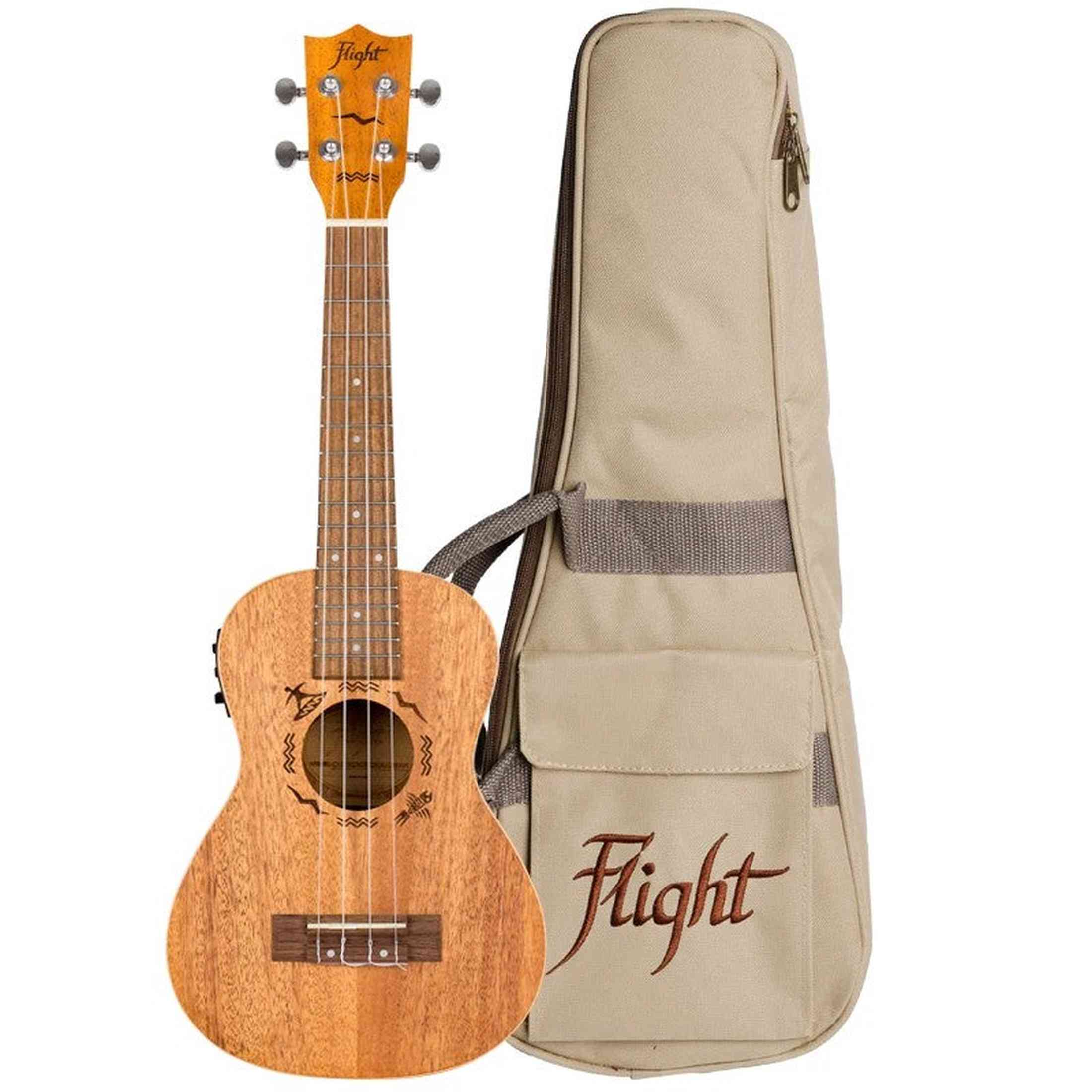 Flight DUC323 MAH EQ Elektrisch-Akoestische Concert Ukulele met Mahogany Body en Ingebouwde Pickup