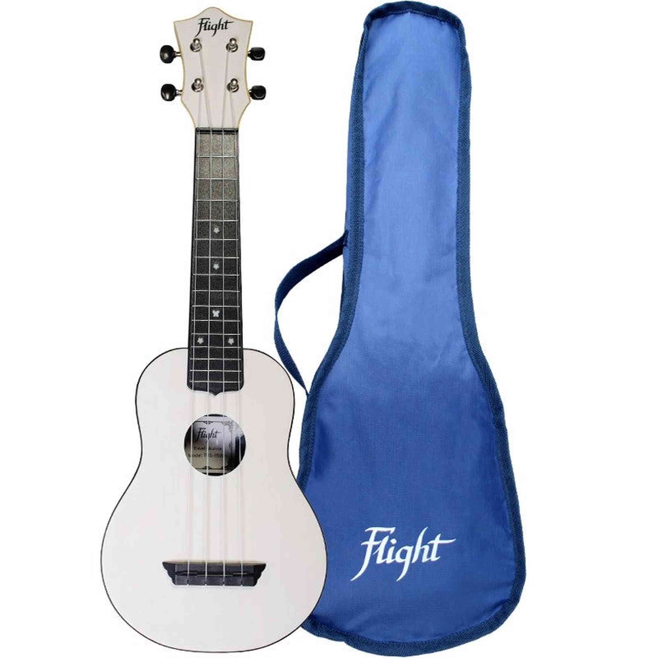 Flight TUS-35 WH Soprano Ukulele Wit met Linden Top, ABS Body en Aquila Snaren