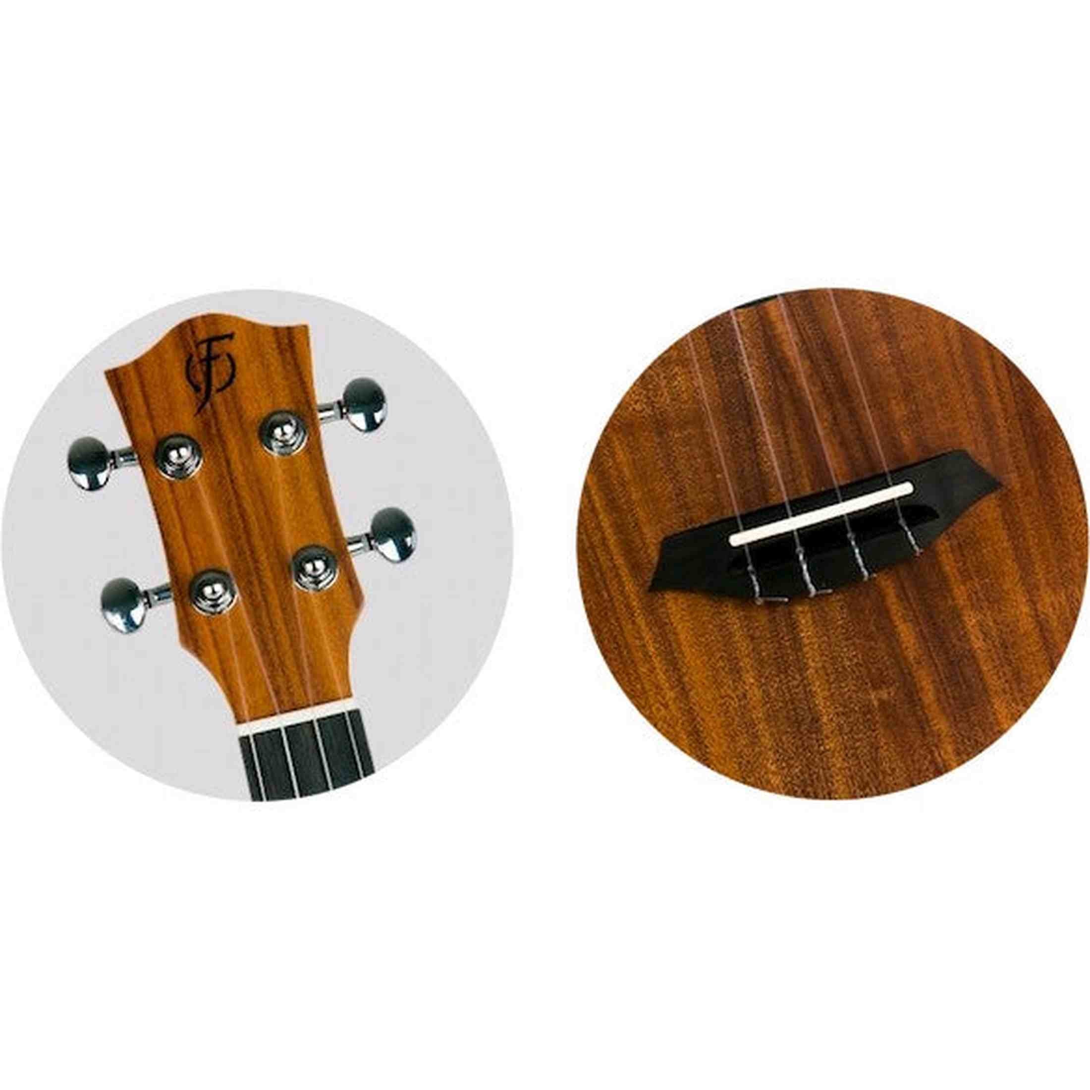 Flight Juliana Concert Ukulele met Solid Acacia Top, Ebony Toets en Japanse Fluorocarbon Snaren