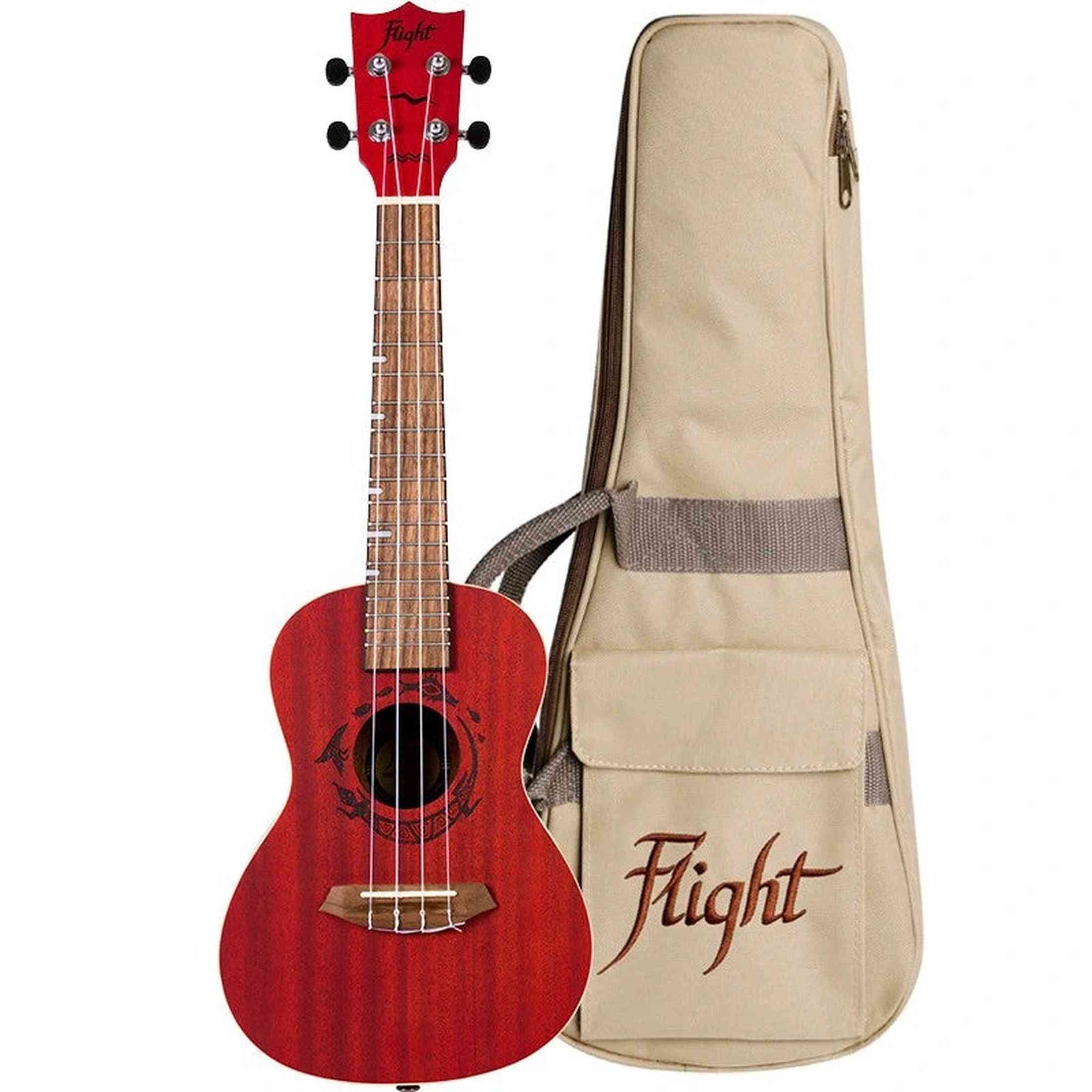 Flight DUC380 Coral Concert Ukulele met Mahogany Body, Bone Topkam en Aquila Nylgut Snaren