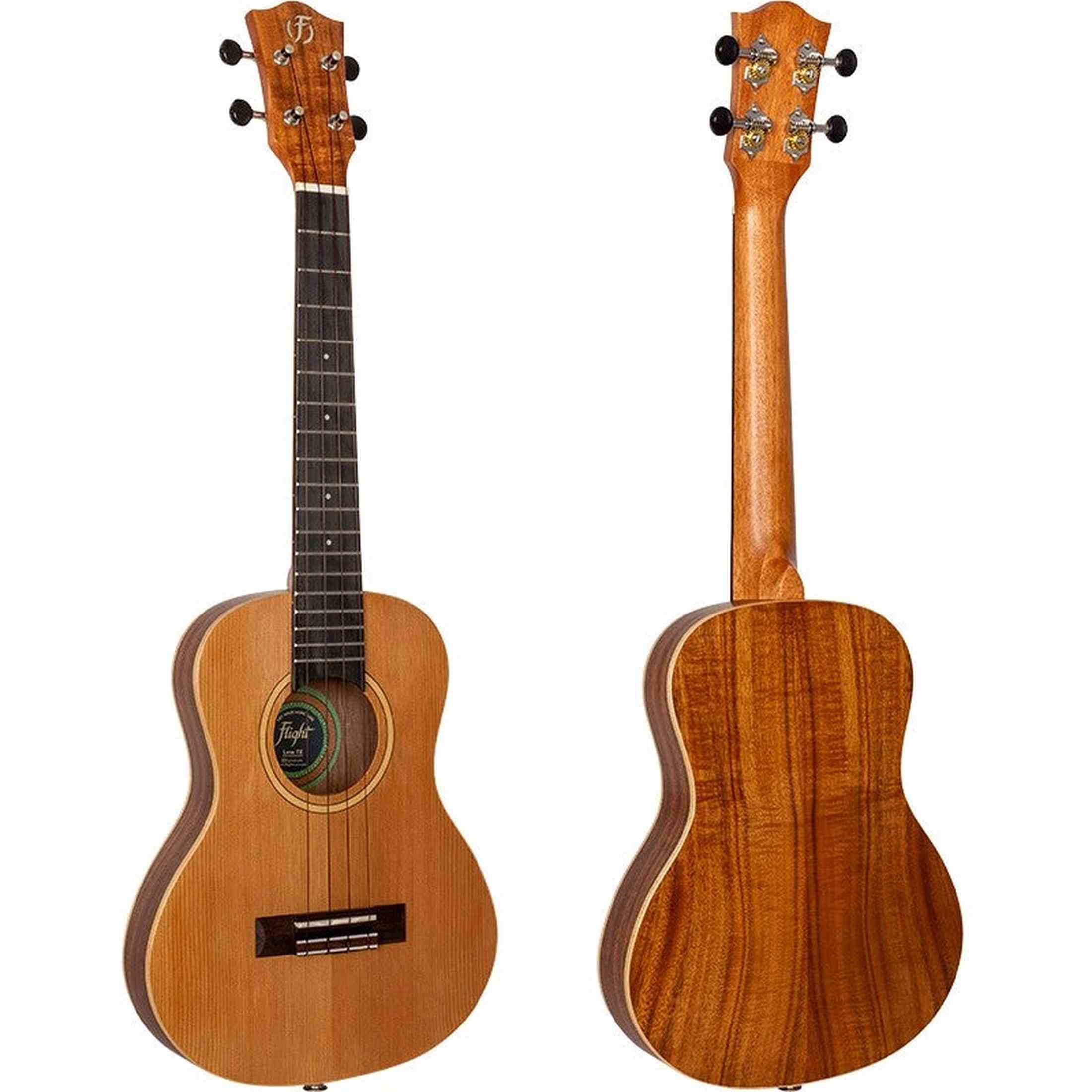 Flight Leia TE Elektrisch-Akoestische Tenor Thinline Ukulele met Solid Cedar Top, Acacia Body en Double B1U Pickup