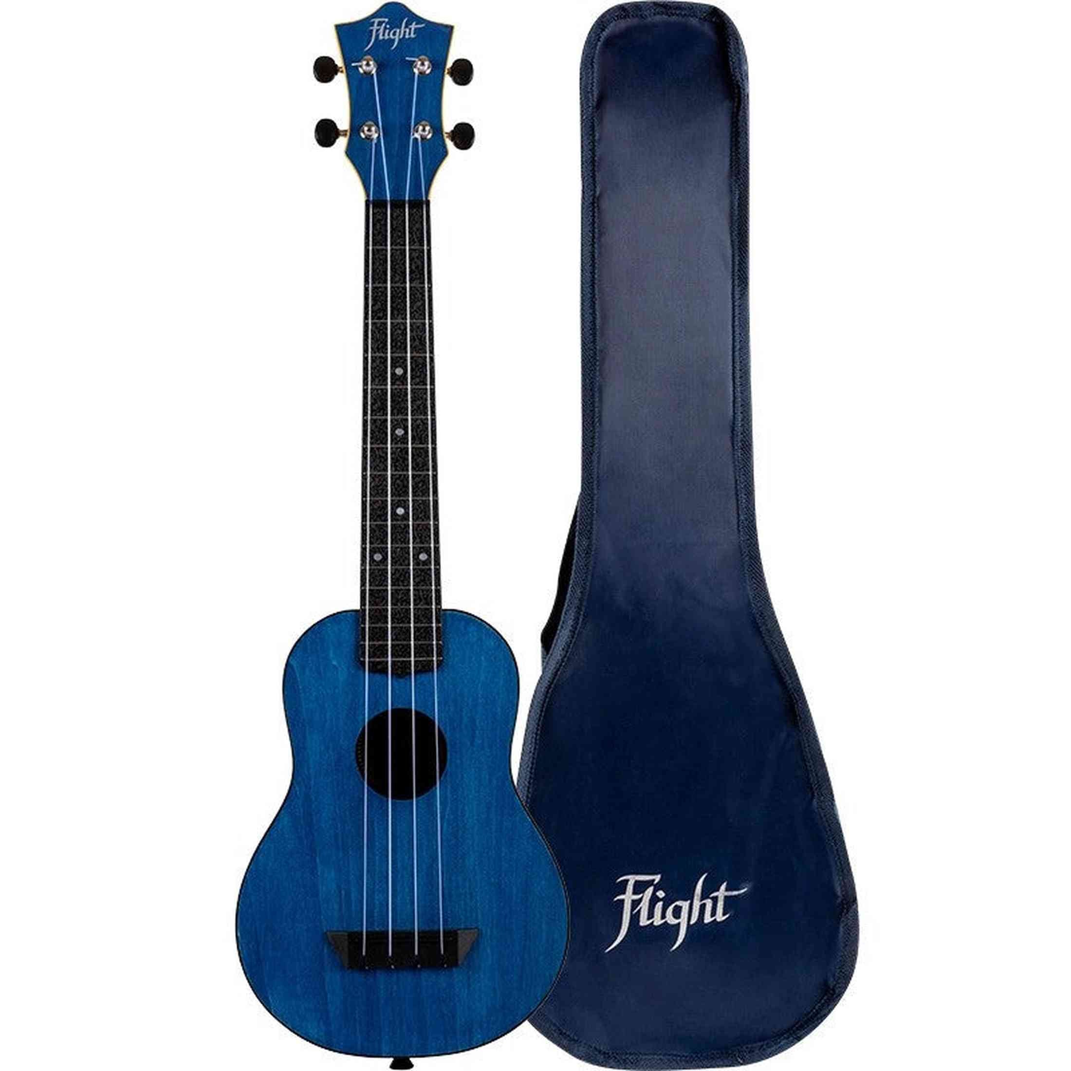 Flight TUSL-35 DB Soprano Longneck Ukulele Donkerblauw met Linden Top, ABS Body en Aquila Snaren