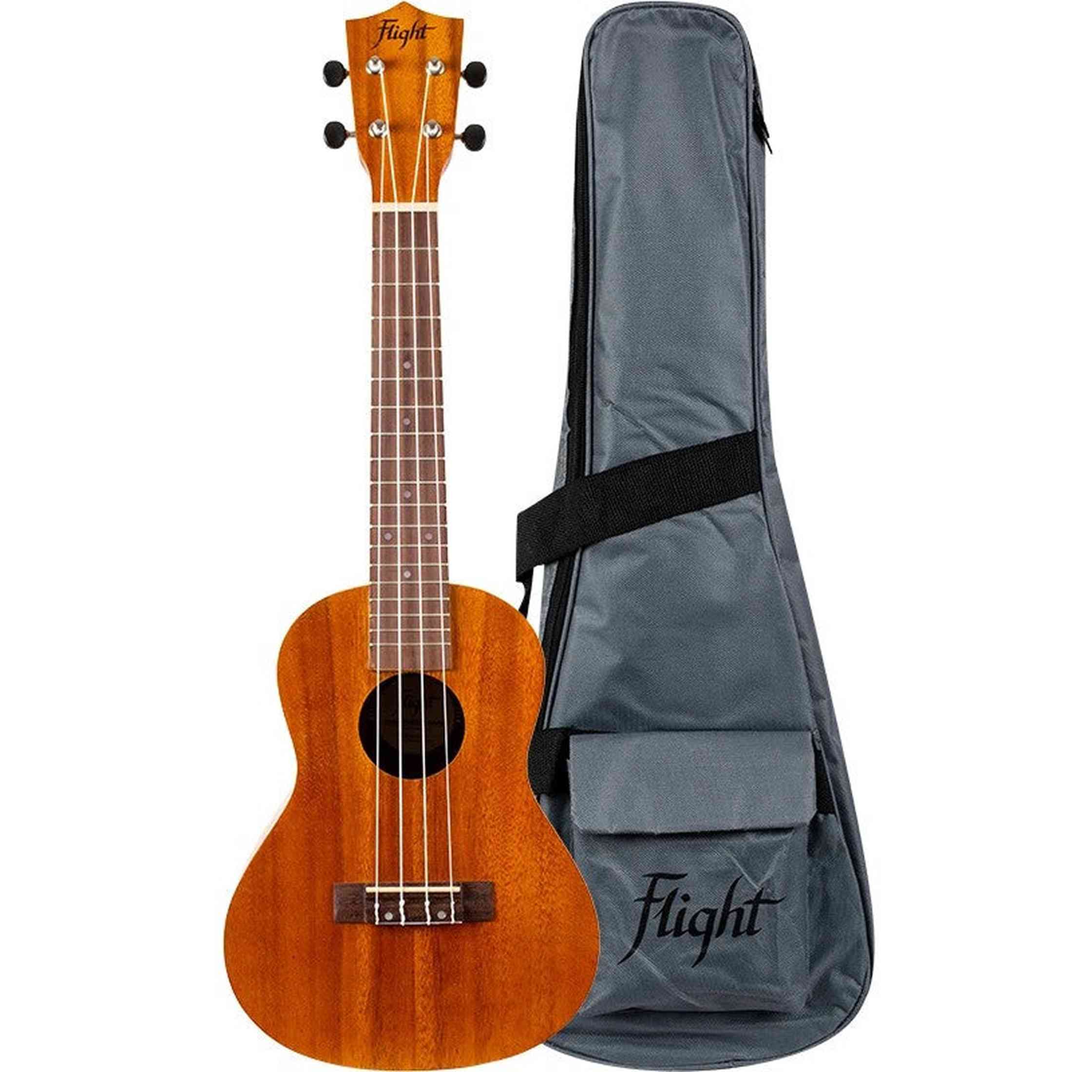 Flight NUC250 Concert Ukulele met Gelamineerd Acacia Body, 38 mm Topkam en Gigbag