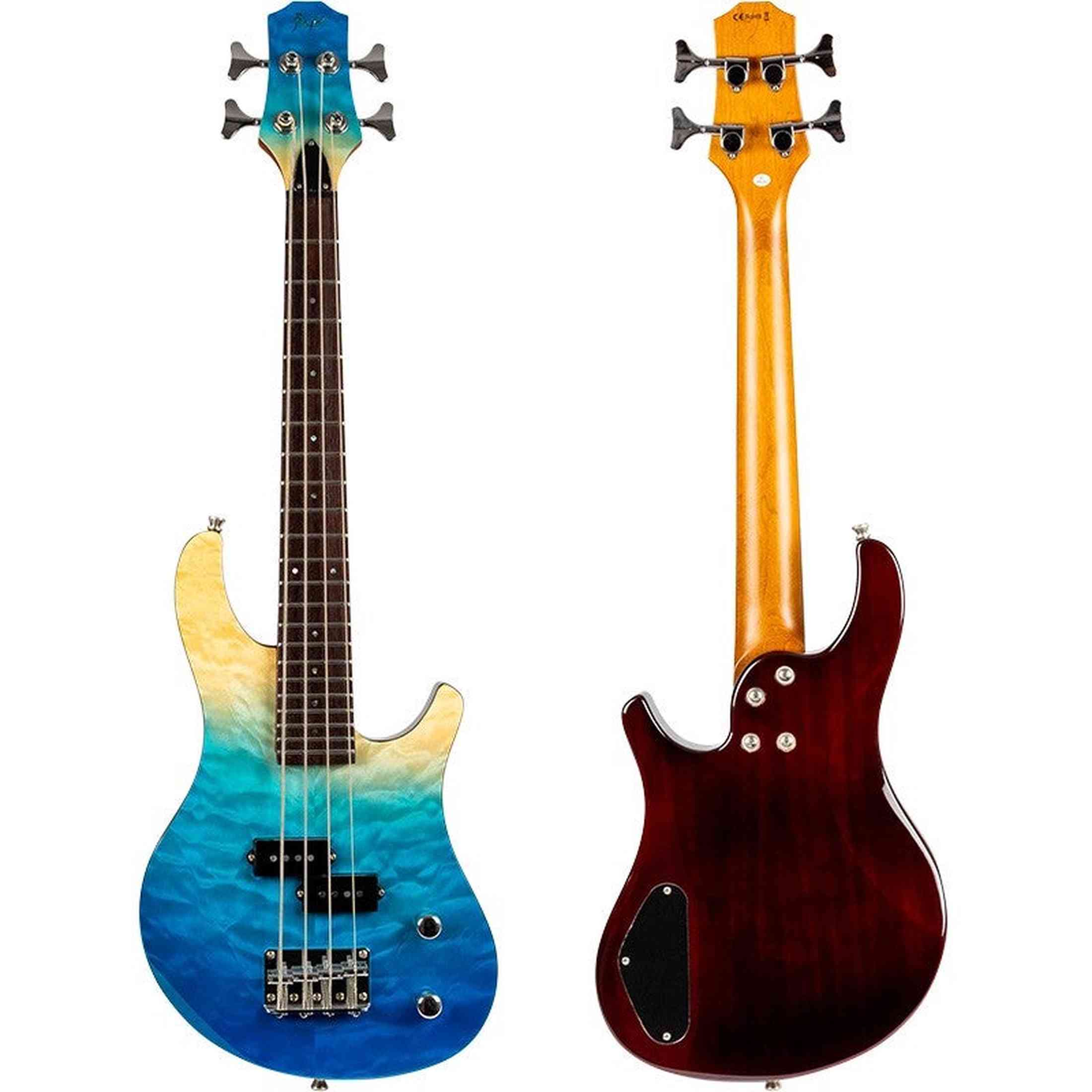 Flight Mini Bass TBL Elektrische Mini Bass Ukulele met Quilted Maple Top, Alnico 5 P-Style Pickup en Roasted Maple Hals