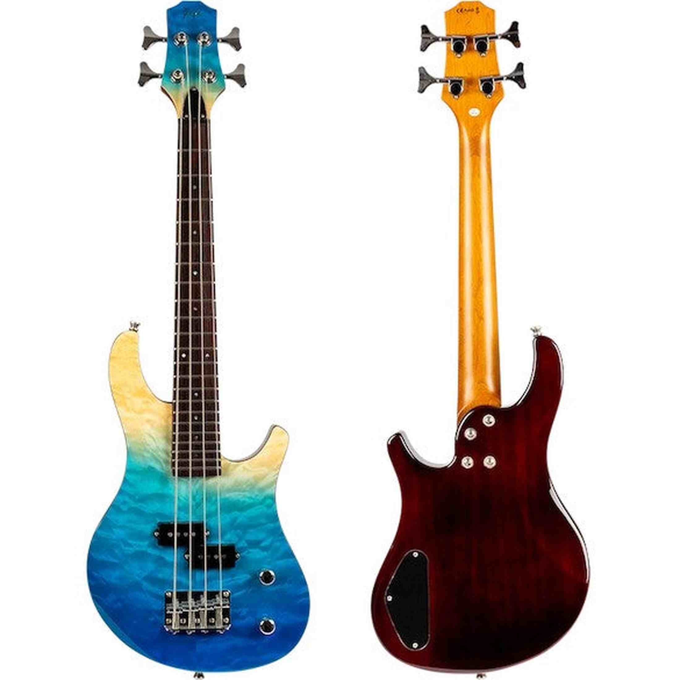 Flight Mini Bass TBL Elektrische Mini Bass Ukulele met Quilted Maple Top, Alnico 5 P-Style Pickup en Roasted Maple Hals