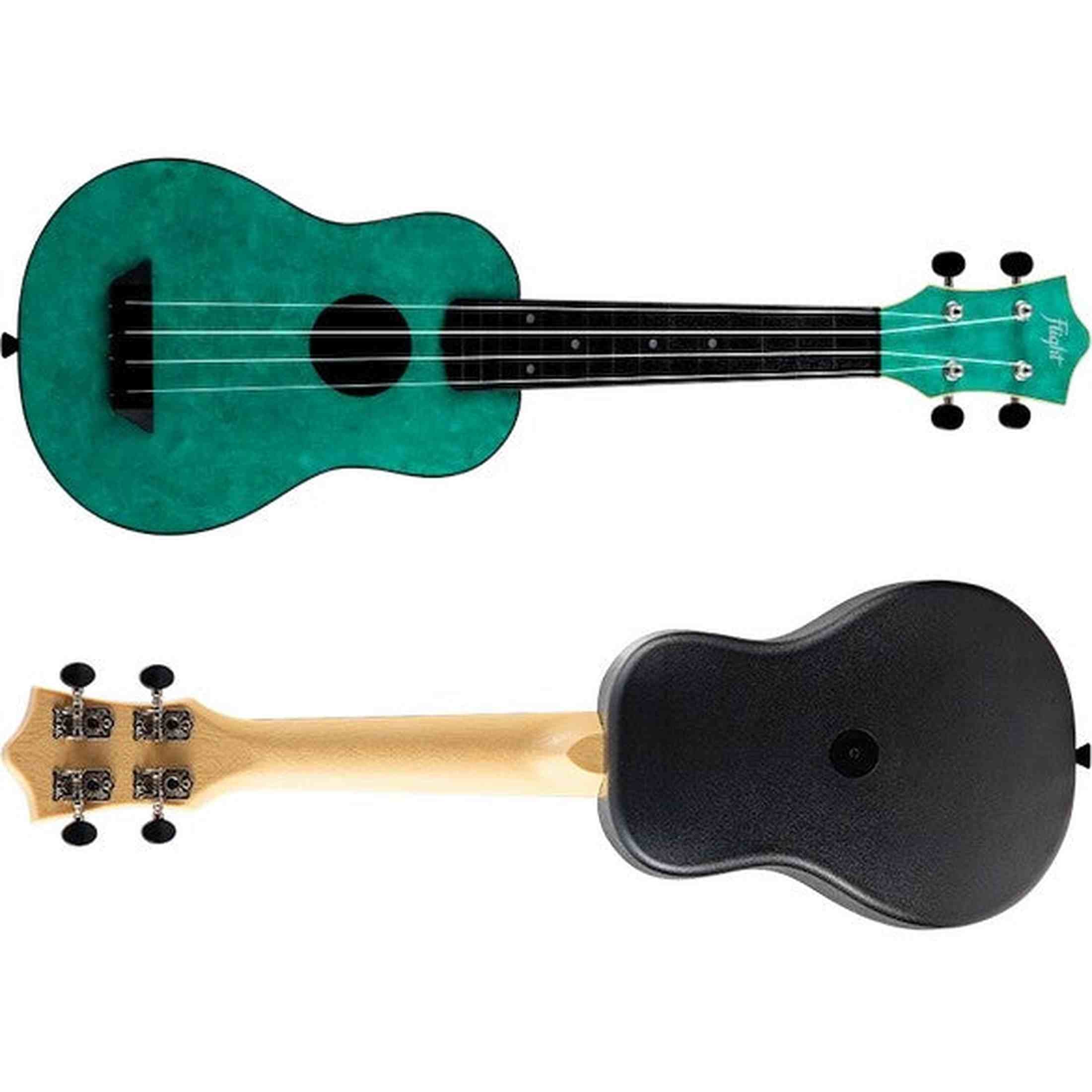 Flight TUS-65 EMERALD Soprano Ukulele met Linden Top, ABS Body en Emerald Green Afwerking