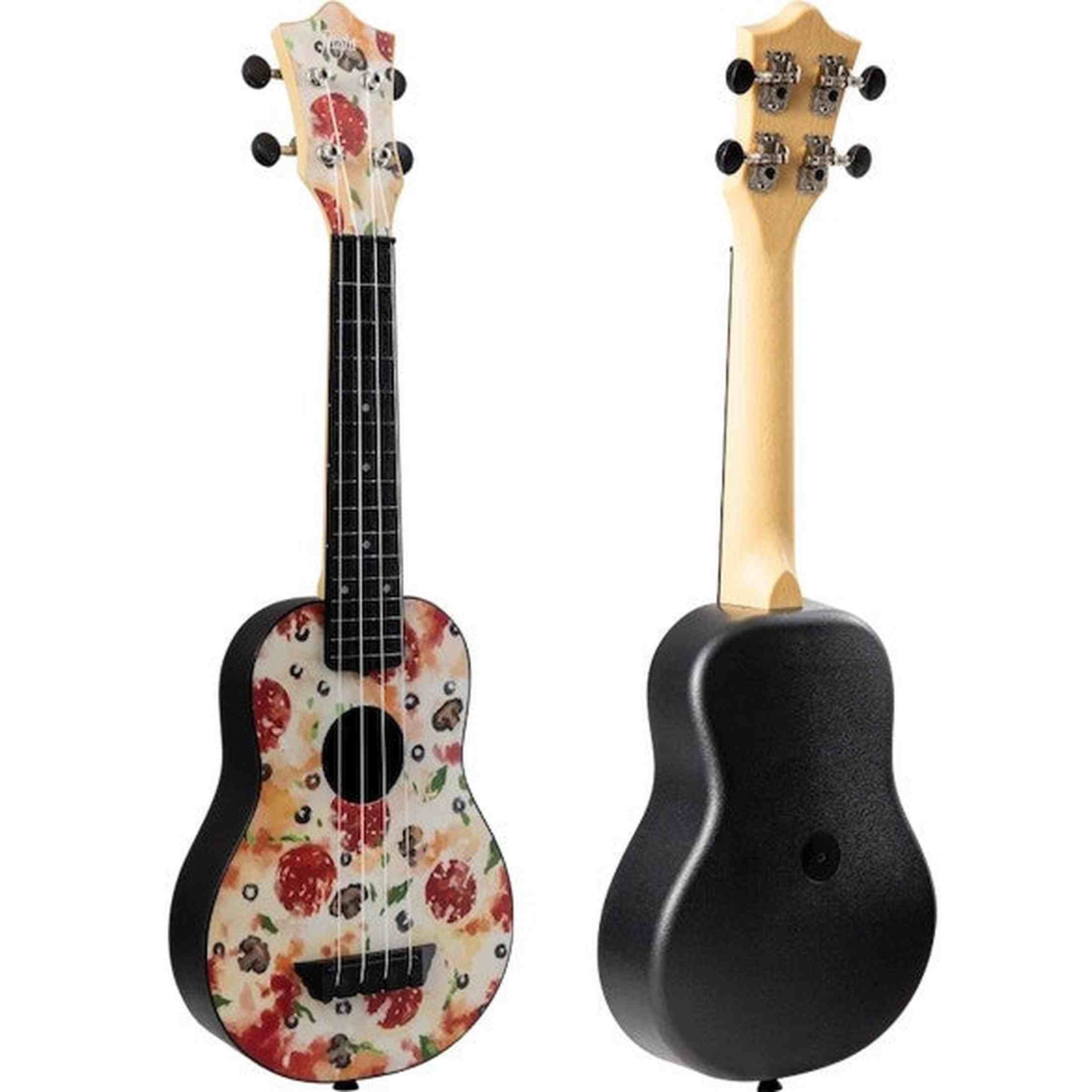 Flight TUS-40 PIZZA Soprano Ukulele met Linden Top, ABS Body en Pizza Print