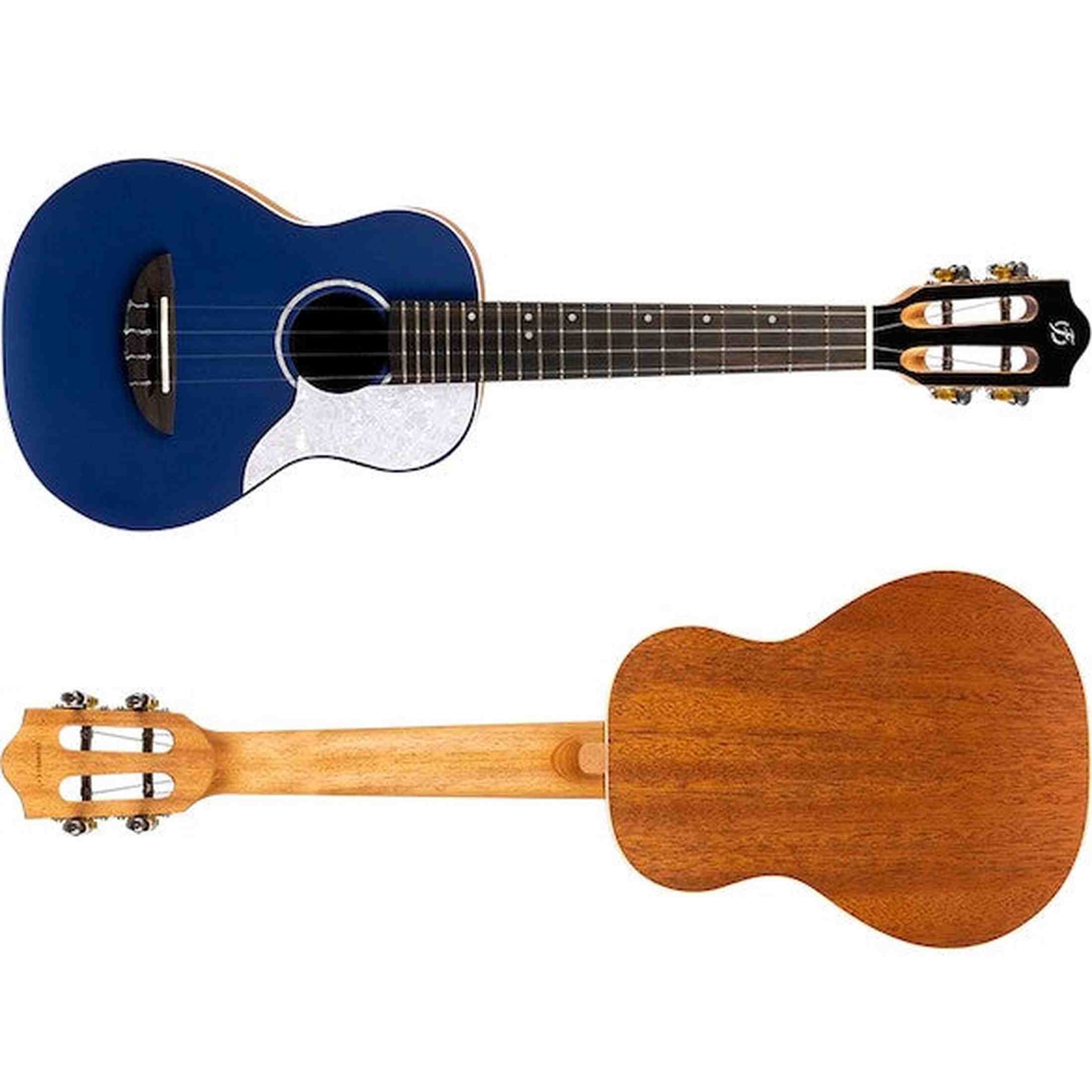 Flight Iris Concert DB Ukulele met Solid Spruce Top, Mahogany Body en Blauwe Afwerking