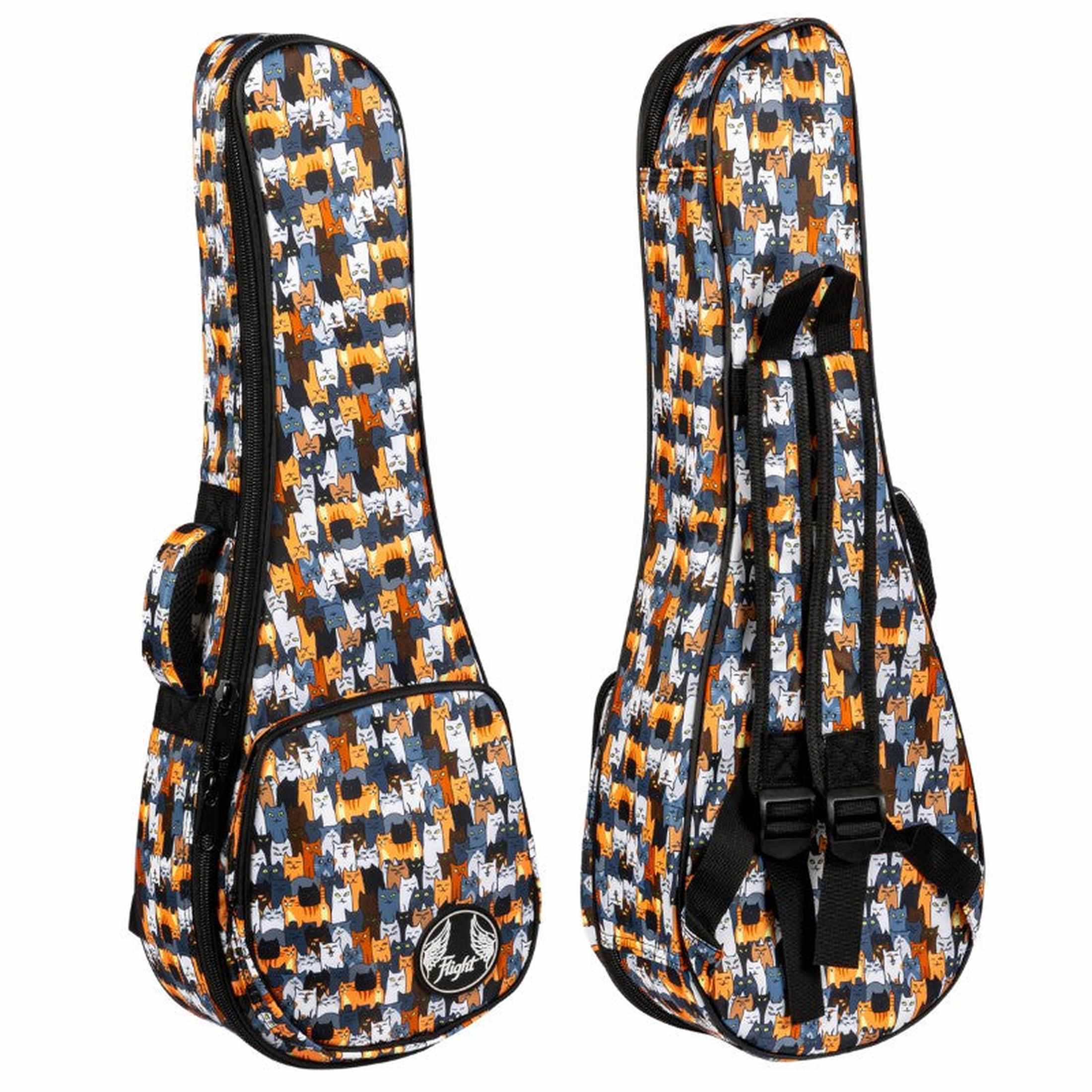 Flight FUB-S-CATS Gevoerde Gigbag voor Soprano Ukulele met Cats Design en Accessoirevak