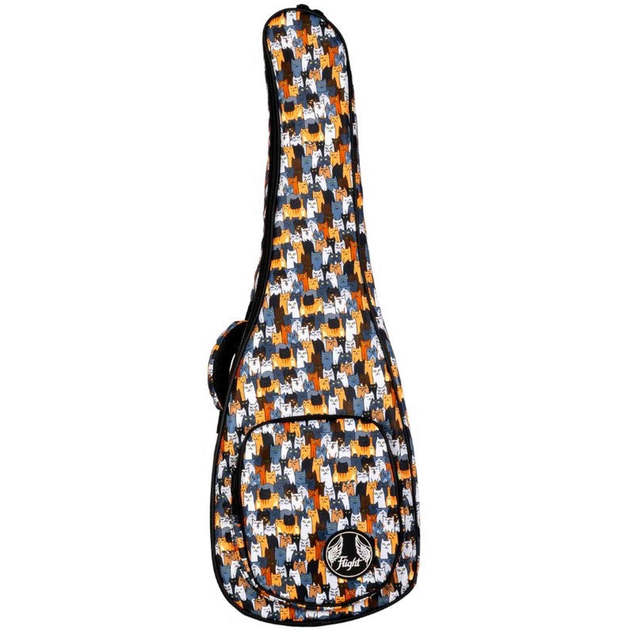 Flight FUB-B-CATS Gevoerde Gigbag voor Baritone Ukulele met Cats Design en Accessoirevak