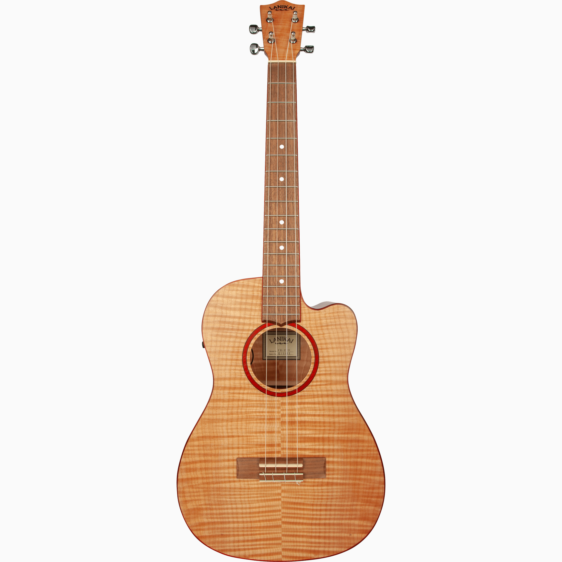 LANIKAI LKUFM-CEB Baritonukelele, Flame Maple-serie, cutaway, voorversterker, ta