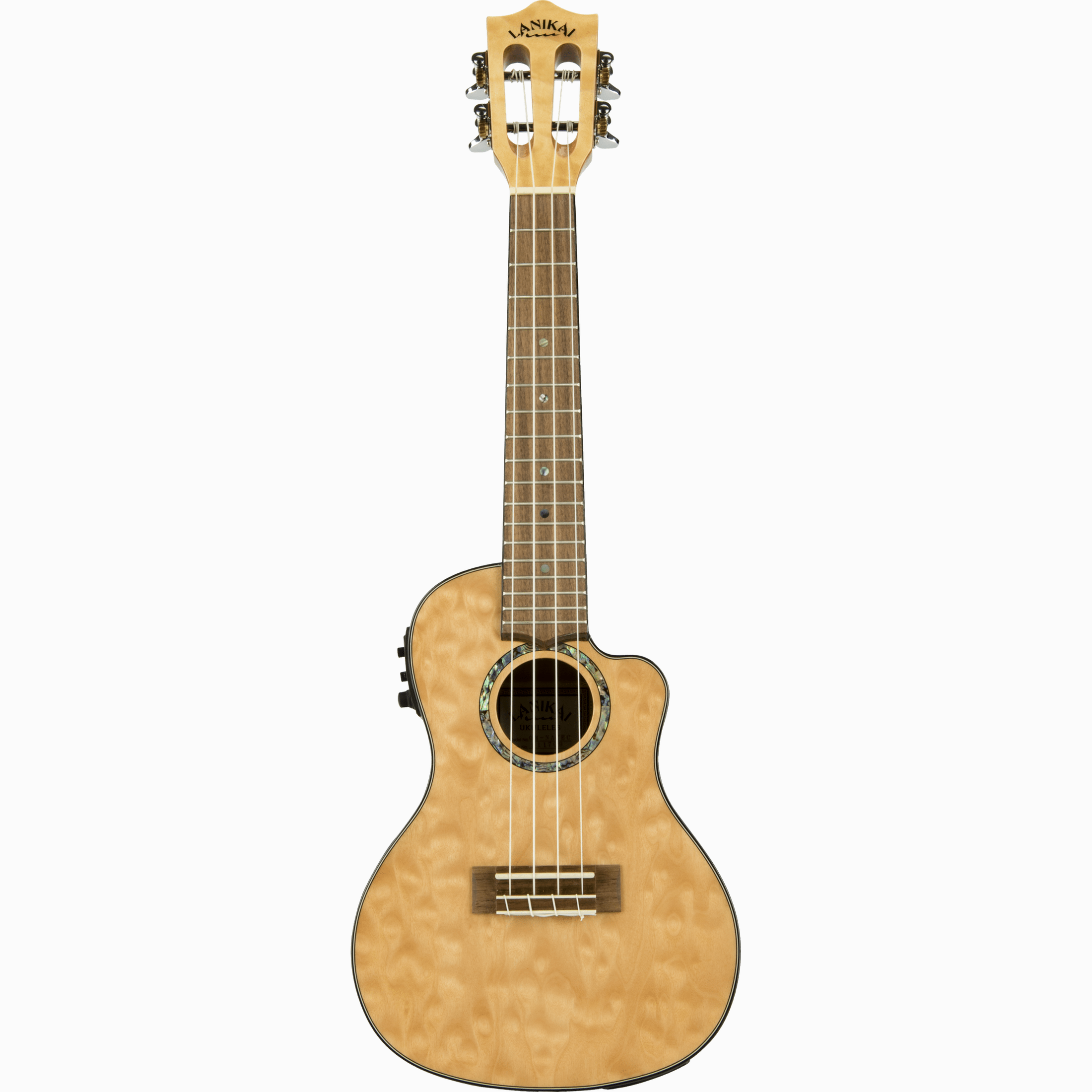 LANIKAI LKUQM-NACEC Concertukelele, Quilted Maple-serie,natuur,cutaway,voorverster