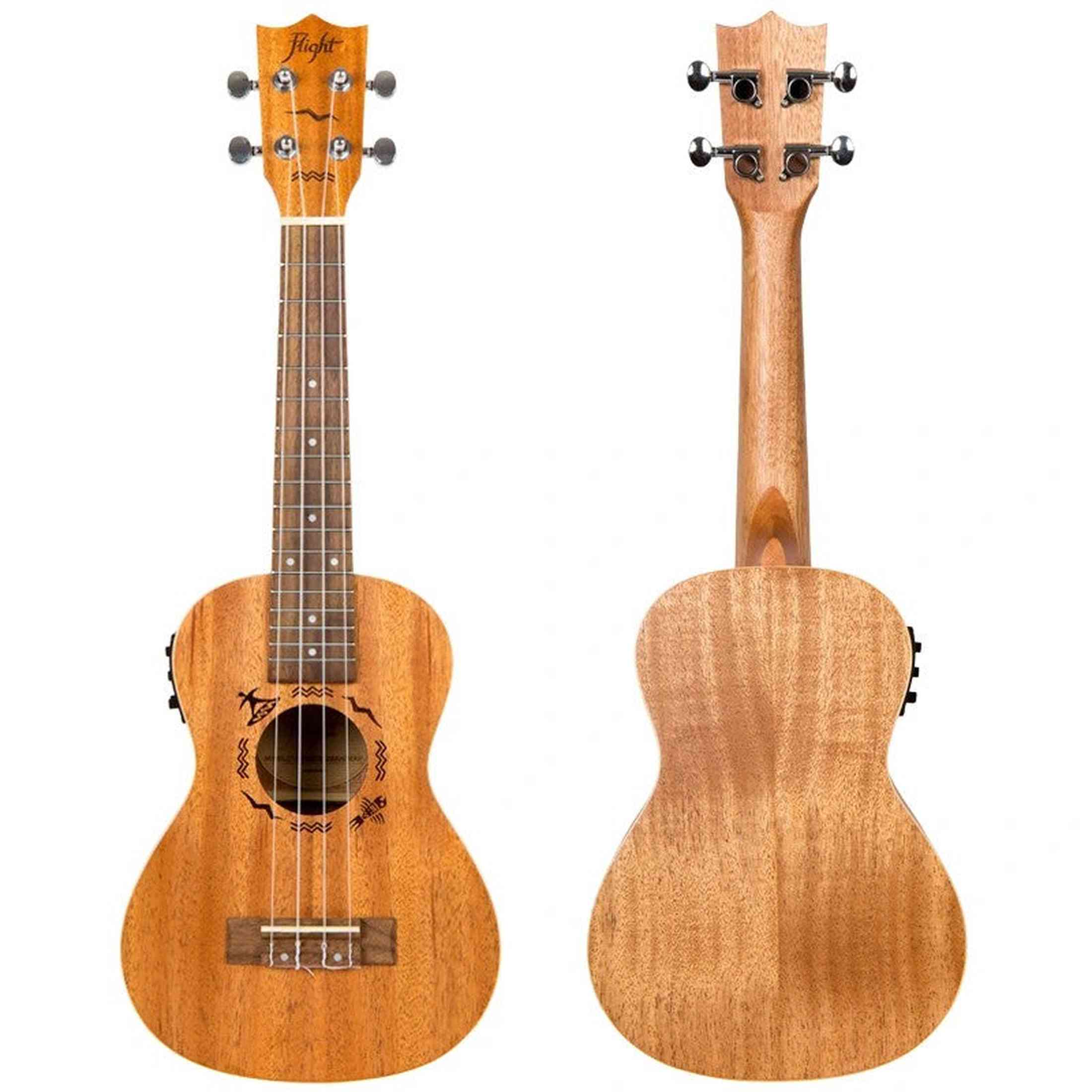 Flight DUC523 EQ MAH Elektrisch-Akoestische Concert Ukulele met Solid Mahogany Top, Pickup en Aquila Super Nylgut Snaren