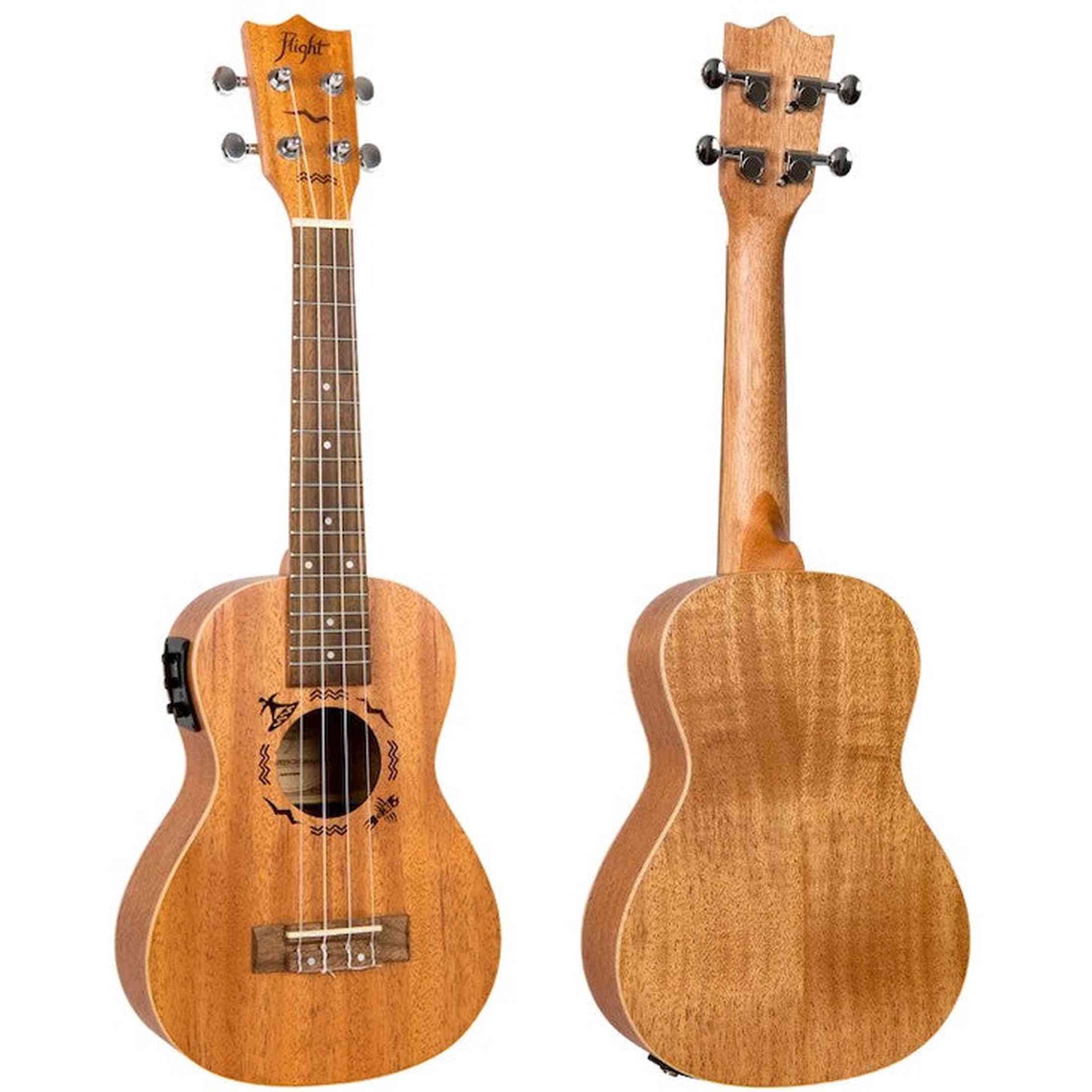 Flight DUC523 EQ MAH Elektrisch-Akoestische Concert Ukulele met Solid Mahogany Top, Pickup en Aquila Super Nylgut Snaren