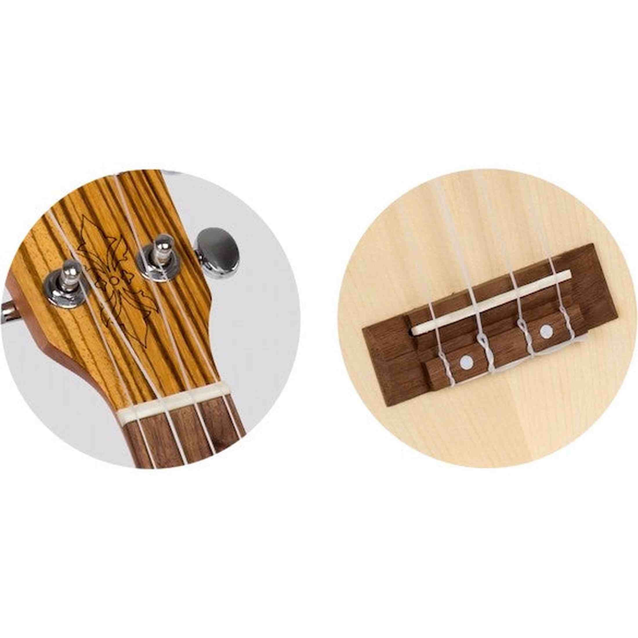 Flight DUS320 EQ SP/ZEB Soprano Ukulele met Spruce Top, Zebrawood Body en Ingebouwde Pickup met Tuner