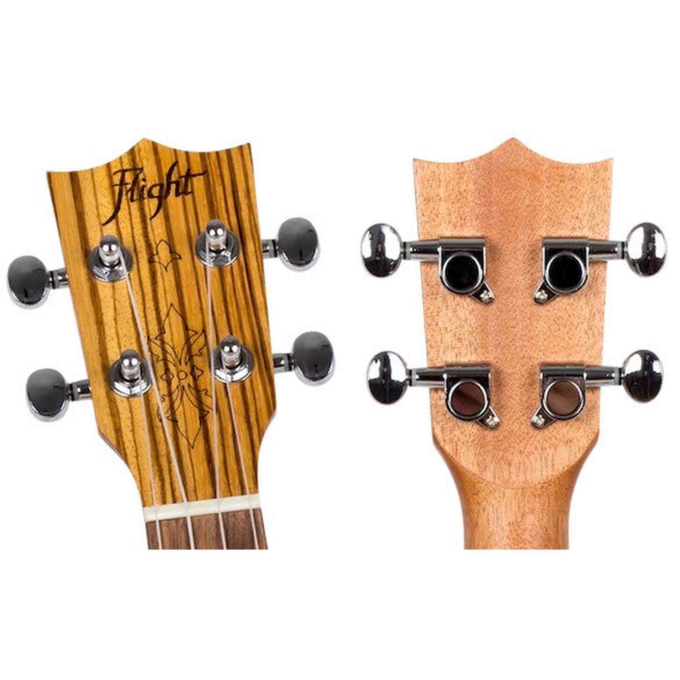 Flight DUS320 EQ SP/ZEB Soprano Ukulele met Spruce Top, Zebrawood Body en Ingebouwde Pickup met Tuner
