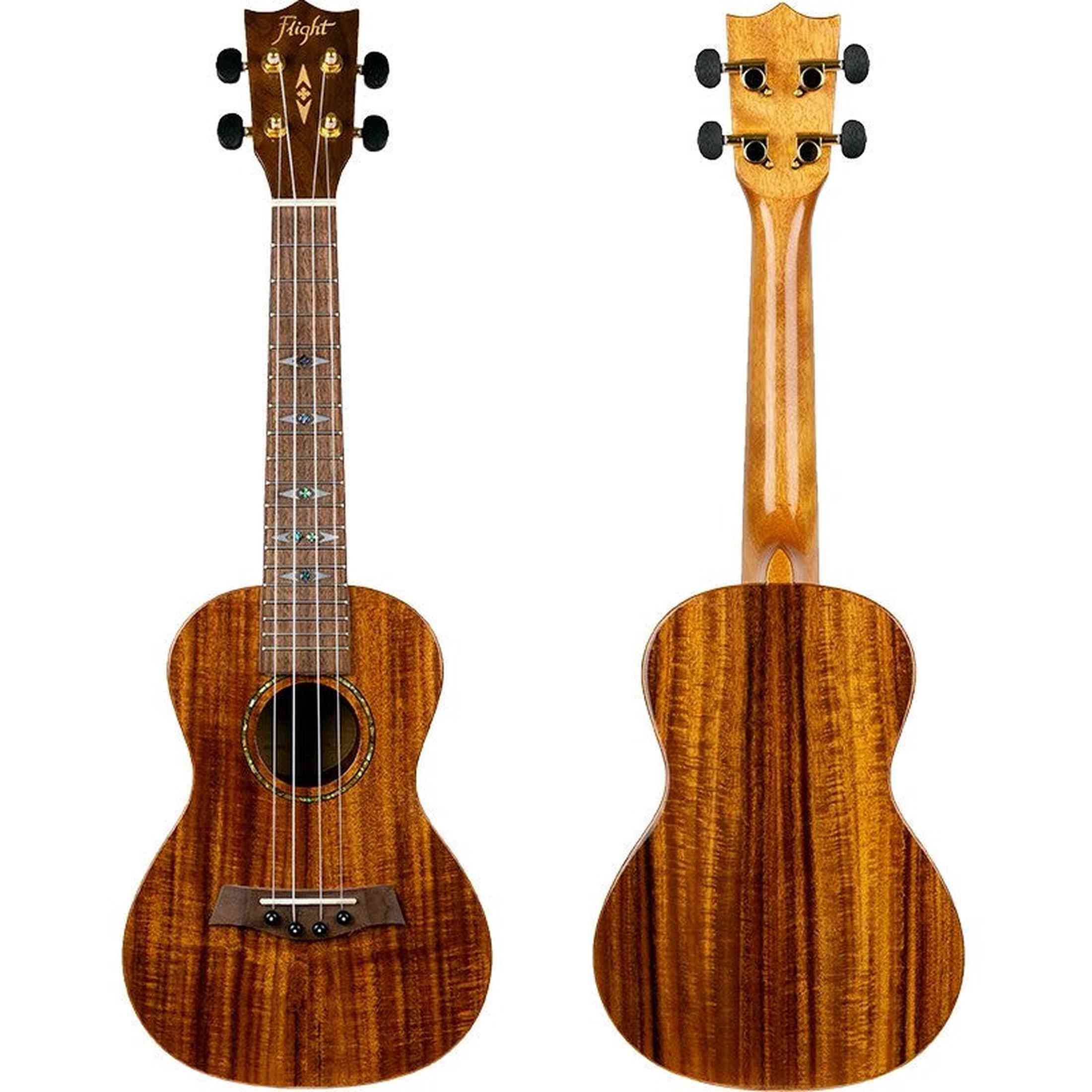 Flight DUC445 Acacia Concert Ukulele met Gloss Acacia Body, Bone Topkam en Aquila Super Nylgut Snaren