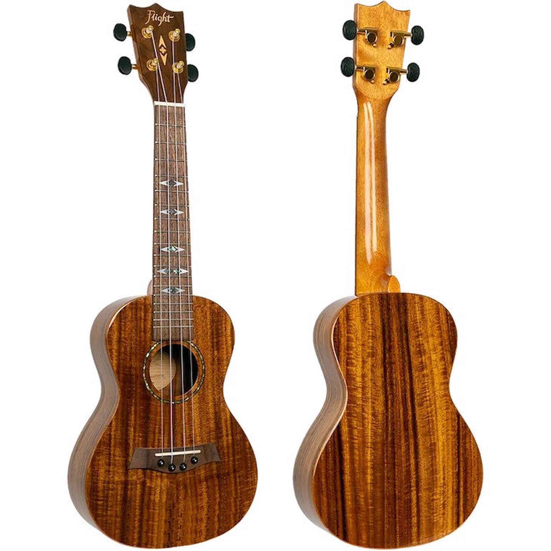 Flight DUC445 Acacia Concert Ukulele met Gloss Acacia Body, Bone Topkam en Aquila Super Nylgut Snaren