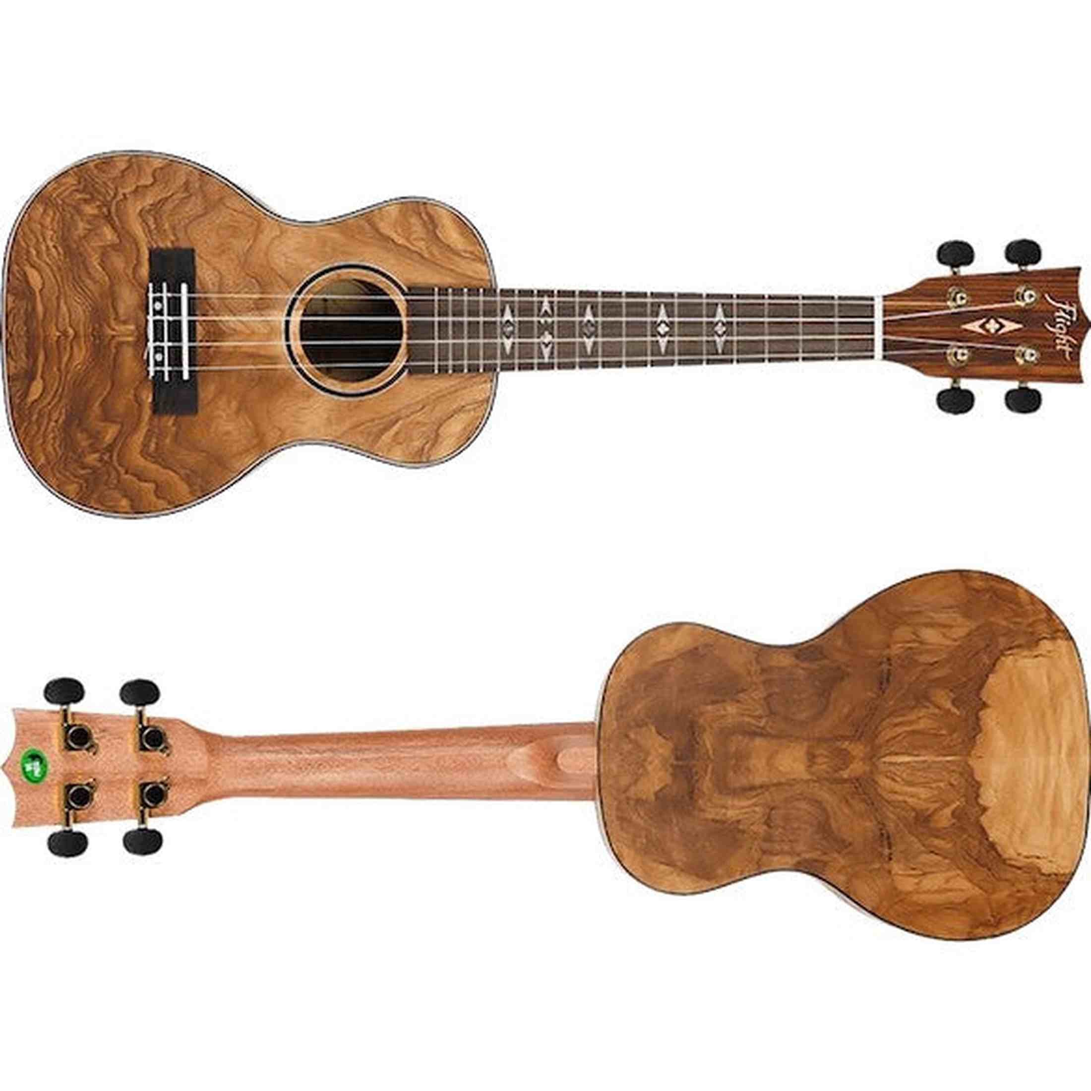 Flight DUC410 QA/QA Concert Ukulele met Quilted Ash Body, Bone Topkam en Aquila Super Nylgut Snaren