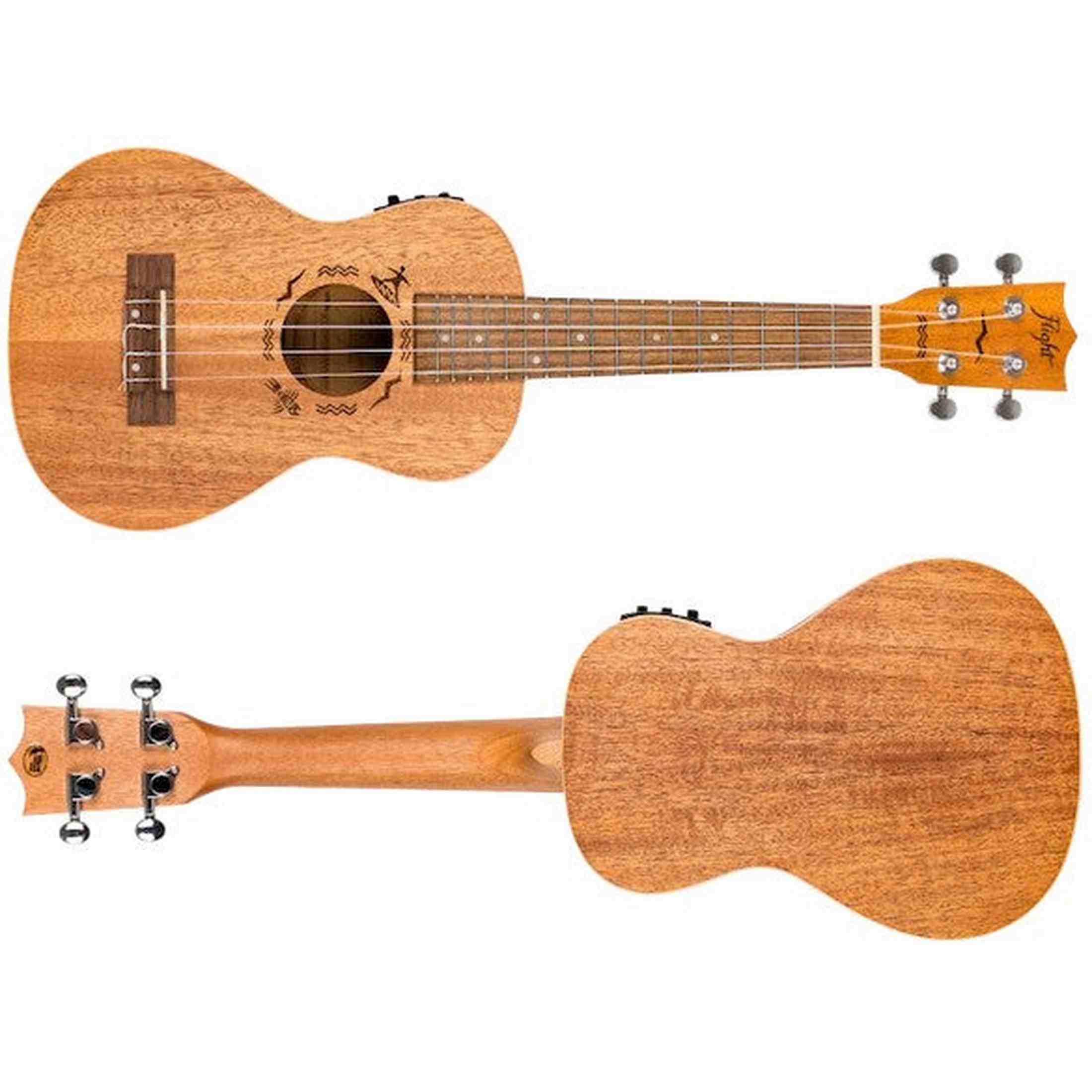 Flight DUC323 MAH EQ Elektrisch-Akoestische Concert Ukulele met Mahogany Body en Ingebouwde Pickup
