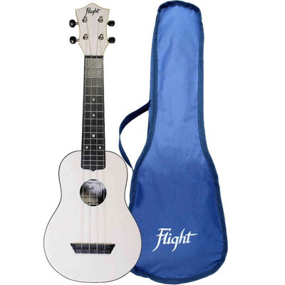 Flight TUS-35 WH Soprano Ukulele Wit met Linden Top, ABS Body en Aquila Snaren