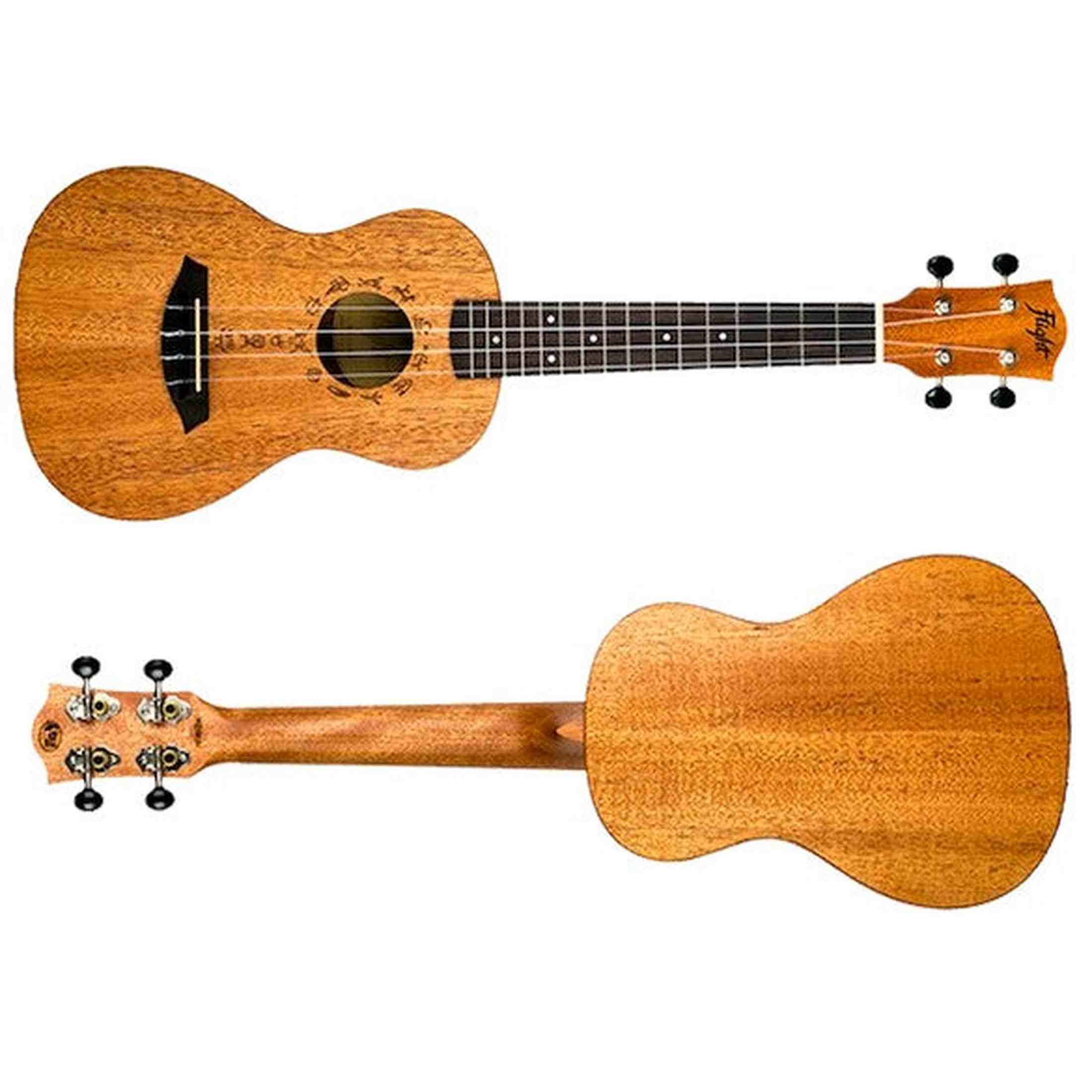 Flight DUC373 MAH Concert Ukulele met Mahogany Body, Blackwood Toets en Ki’i Pohaku Rosette