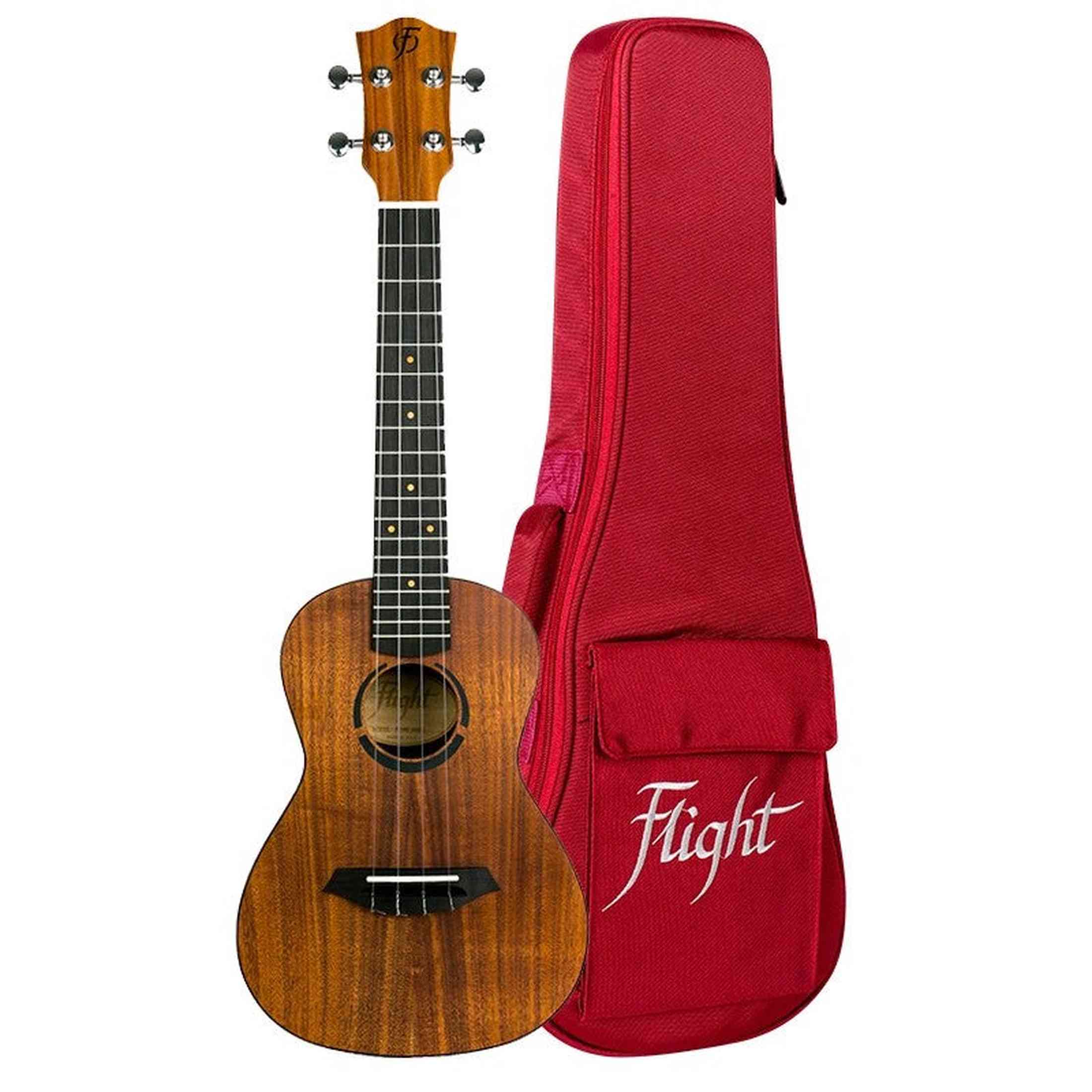 Flight Juliana Concert Ukulele met Solid Acacia Top, Ebony Toets en Japanse Fluorocarbon Snaren