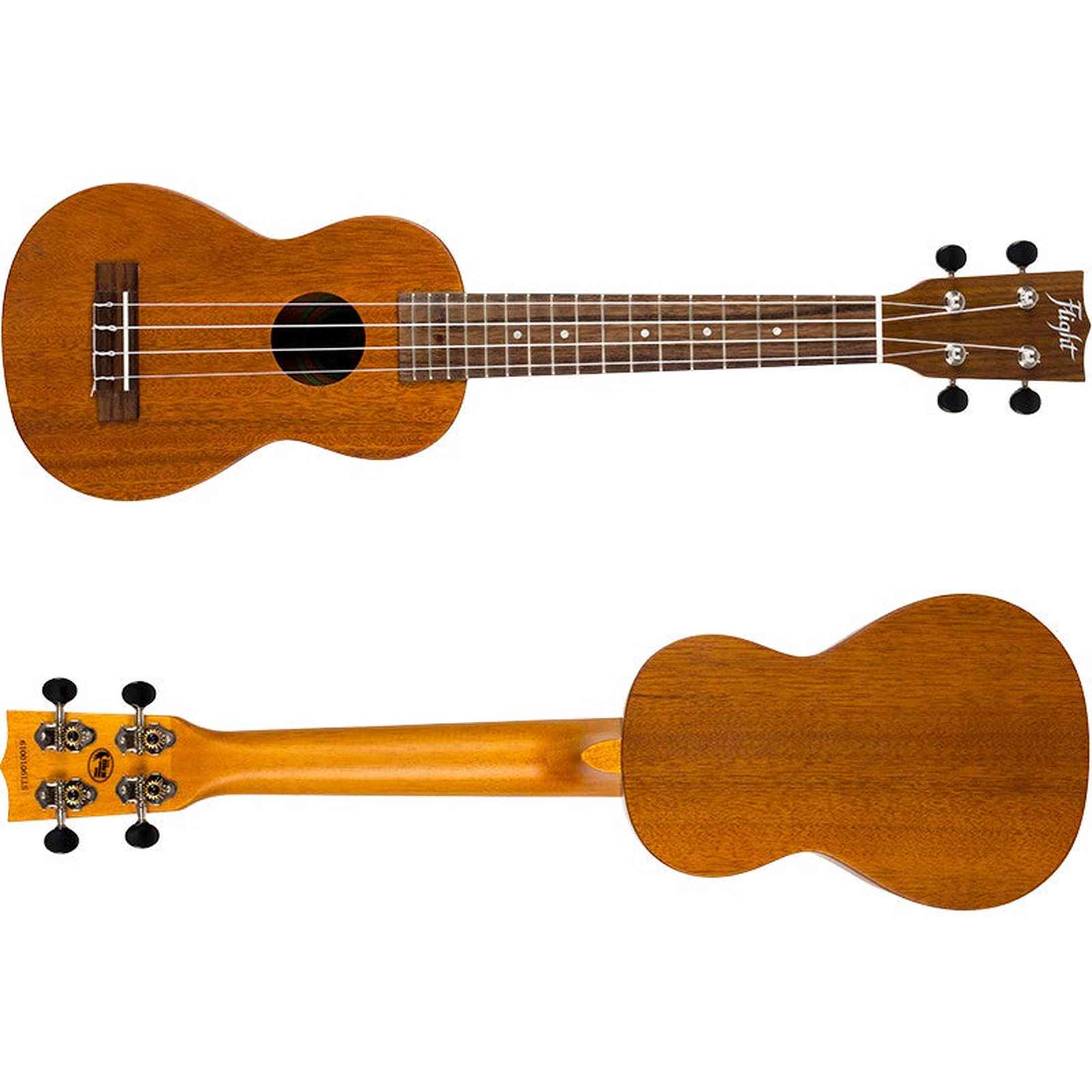 Flight LUS-5 Solid Mahogany Long Neck Soprano Ukulele met Solid Mahogany Body, Grover Tuners en Aquila Super Nylgut Snaren