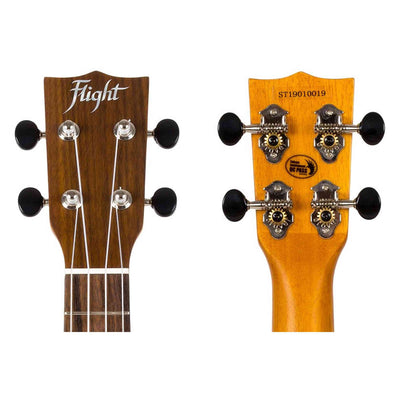 Flight LUS-5 Solid Mahogany Long Neck Soprano Ukulele met Solid Mahogany Body, Grover Tuners en Aquila Super Nylgut Snaren
