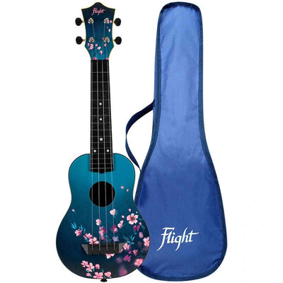 Flight TUS-32 SAKURA Soprano Ukulele met Linden Top, ABS Body, Aquila Sugar Snaren en Gigbag