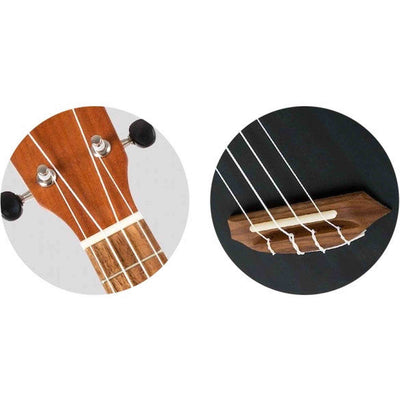 Flight NUS380 Topaz Soprano Ukulele met Sapele Body, Walnut Toets, Bone Topkam en Flight Nylon Snaren