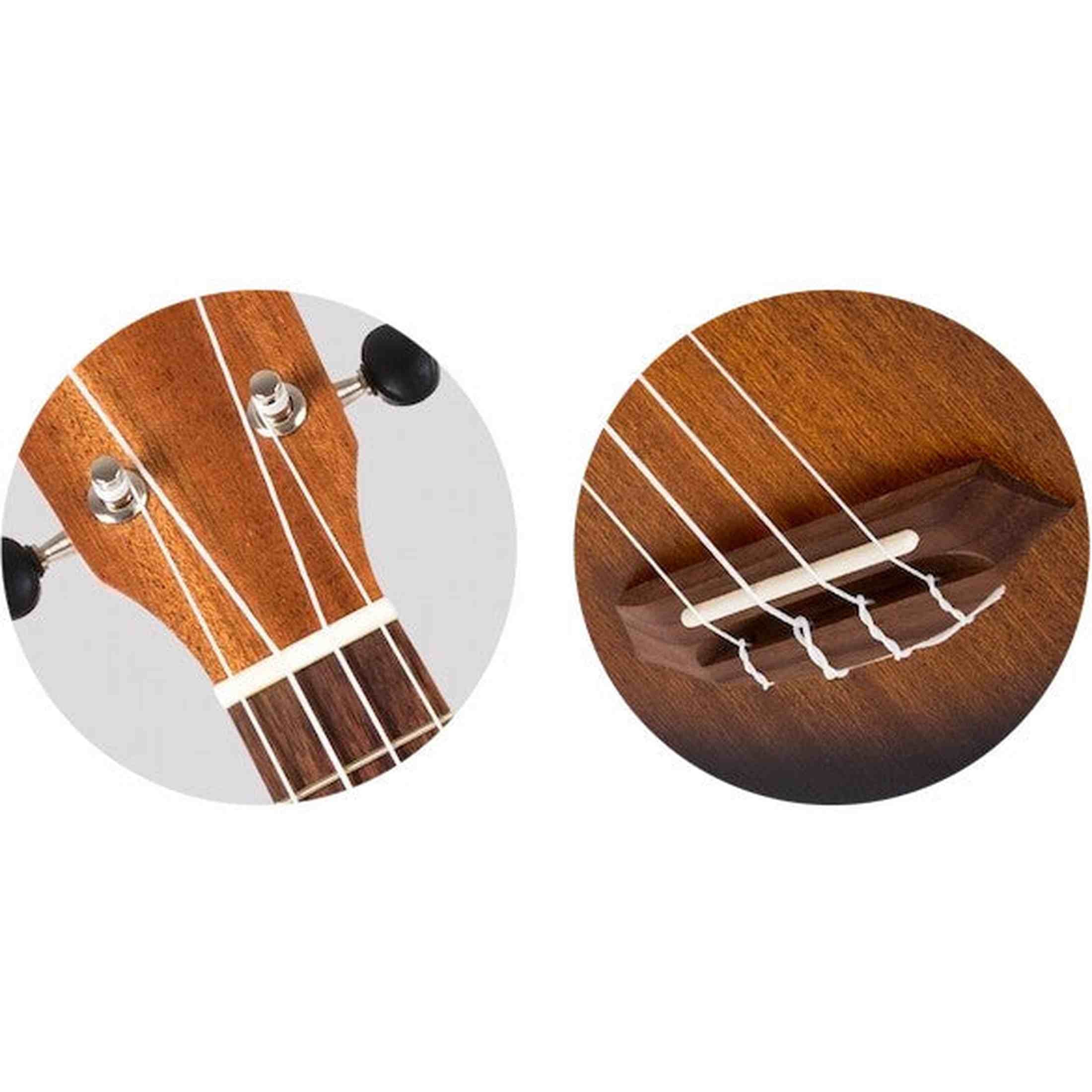 Flight NUS380 Amber Soprano Ukulele met Sapele Body, Walnut Toets, Bone Topkam en Flight Nylon Snaren