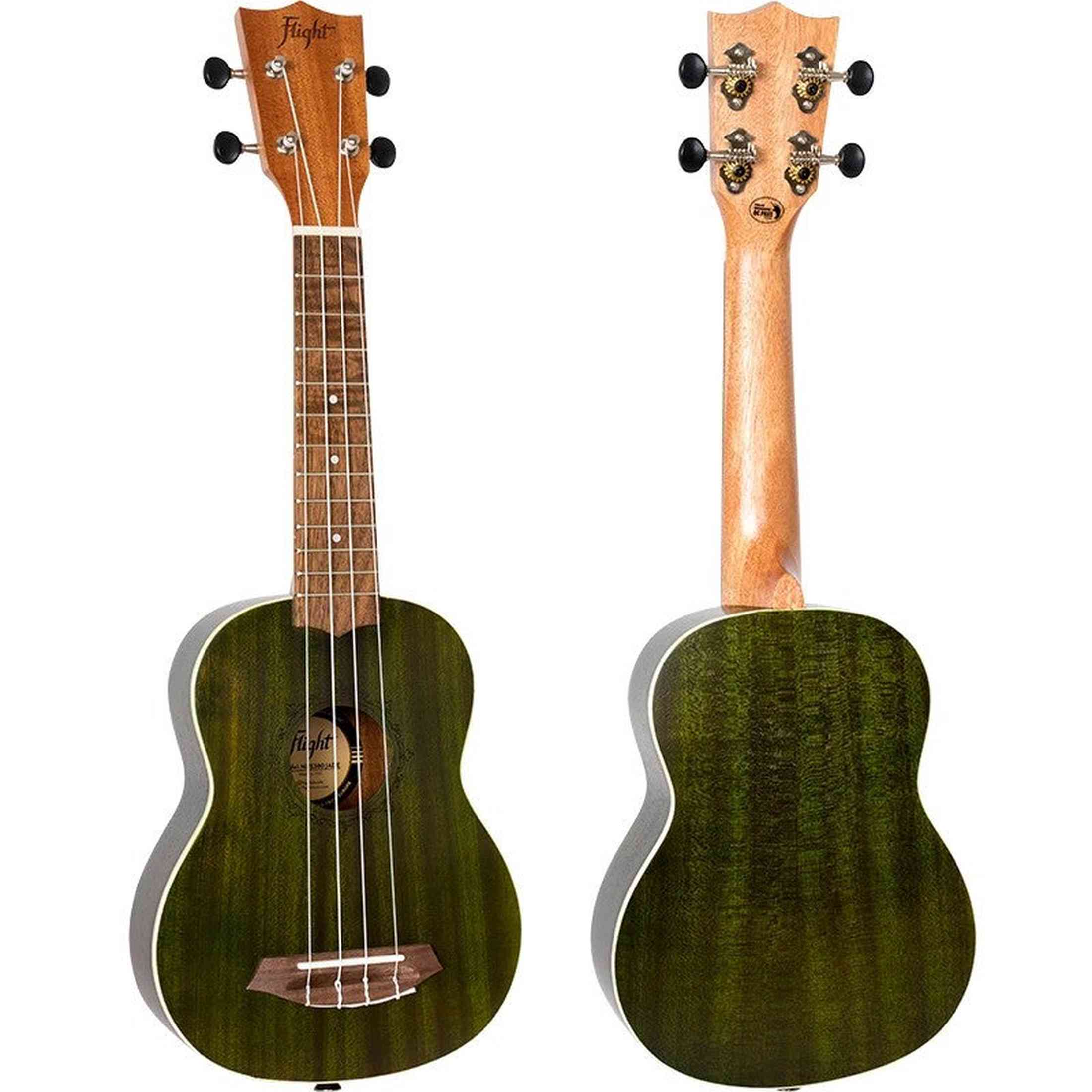 Flight NUS380 Jade Soprano Ukulele met Sapele Body, Walnut Toets, Bone Topkam en Flight Nylon Snaren