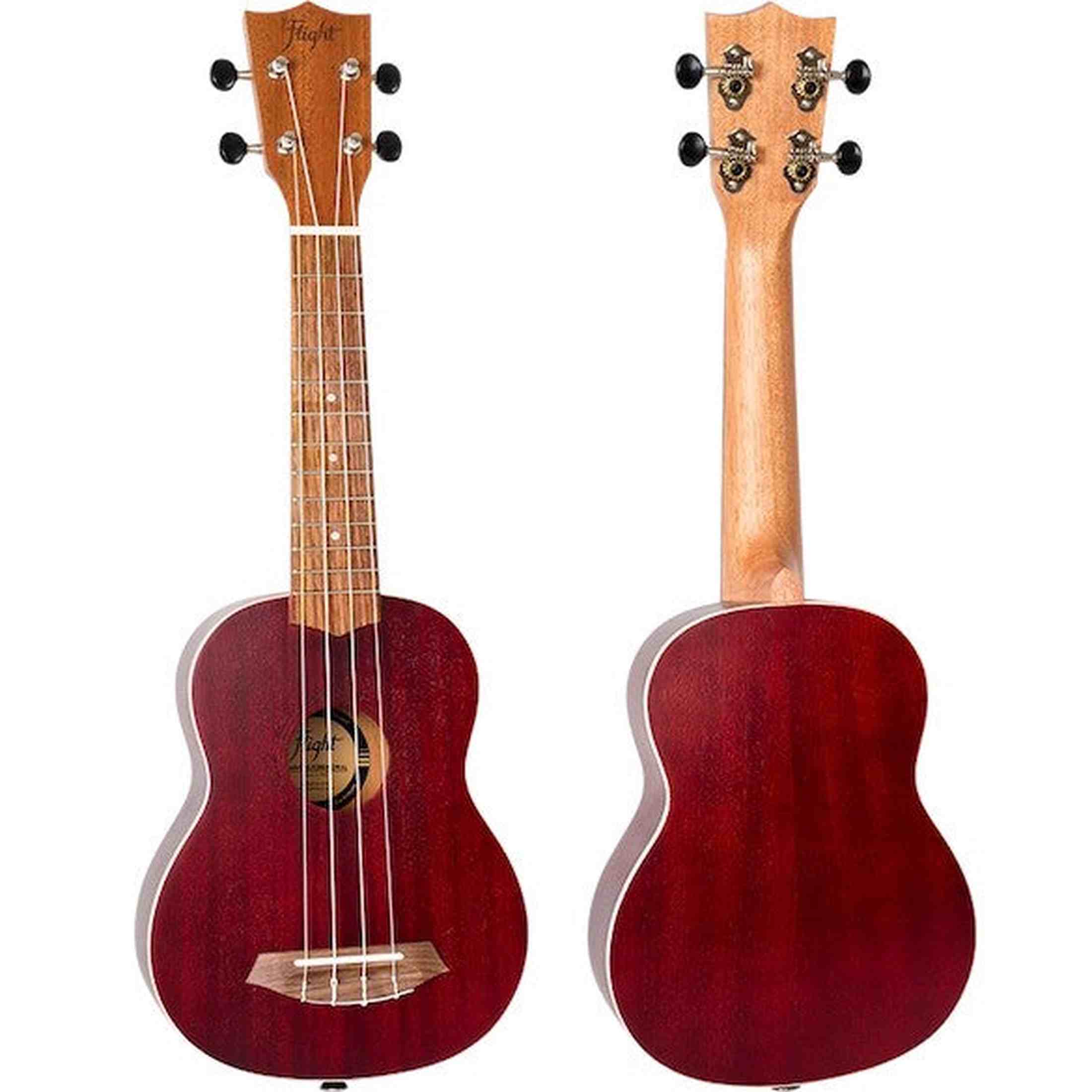 Flight NUS380 Coral Soprano Ukulele met Sapele Body, Walnut Toets, Bone Topkam en Flight Nylon Snaren