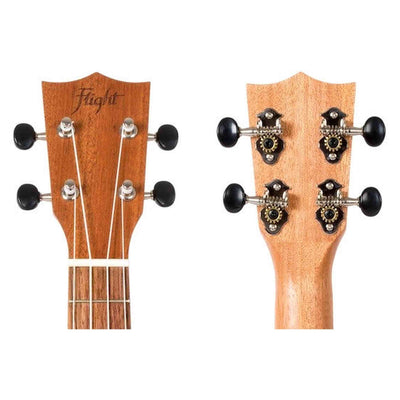 Flight NUS380 Coral Soprano Ukulele met Sapele Body, Walnut Toets, Bone Topkam en Flight Nylon Snaren