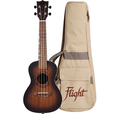 Flight DUC380 Amber Concert Ukulele met Mahogany Body, Bone Topkam en Aquila Nylgut Snaren