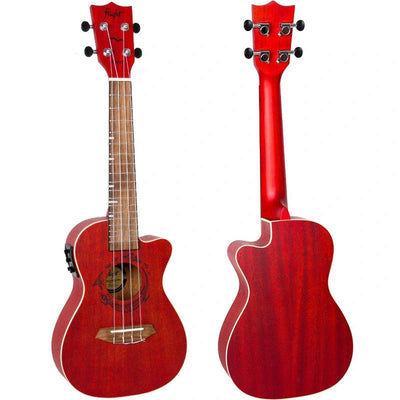 Flight DUC380 CEQ Coral Elektrisch-Akoestische Concert Ukulele met Cutaway, Mahogany Body, Pickup met EQ en Aquila Nylgut Snaren