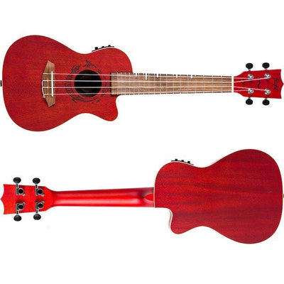 Flight DUC380 CEQ Coral Elektrisch-Akoestische Concert Ukulele met Cutaway, Mahogany Body, Pickup met EQ en Aquila Nylgut Snaren