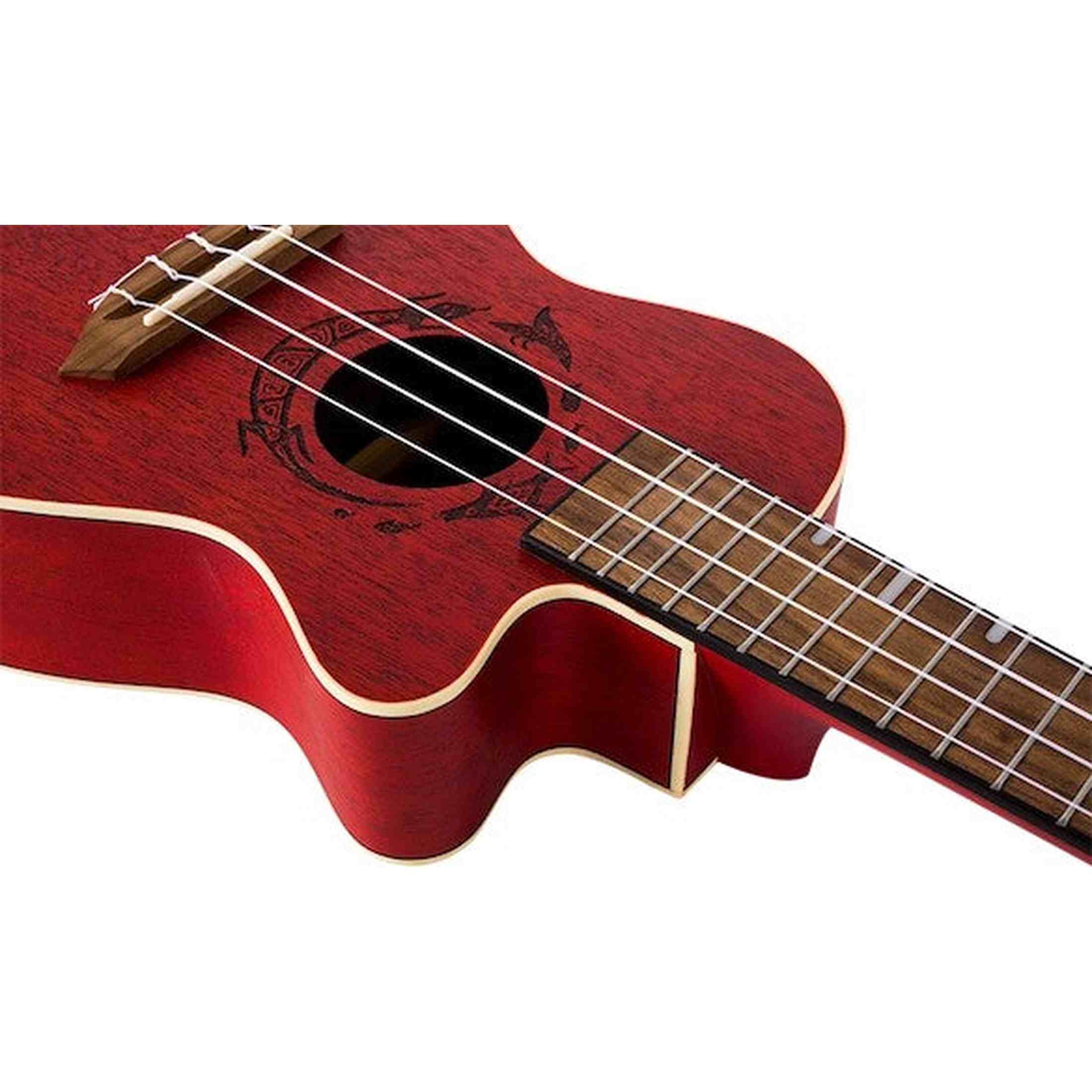 Flight DUC380 CEQ Coral Elektrisch-Akoestische Concert Ukulele met Cutaway, Mahogany Body, Pickup met EQ en Aquila Nylgut Snaren