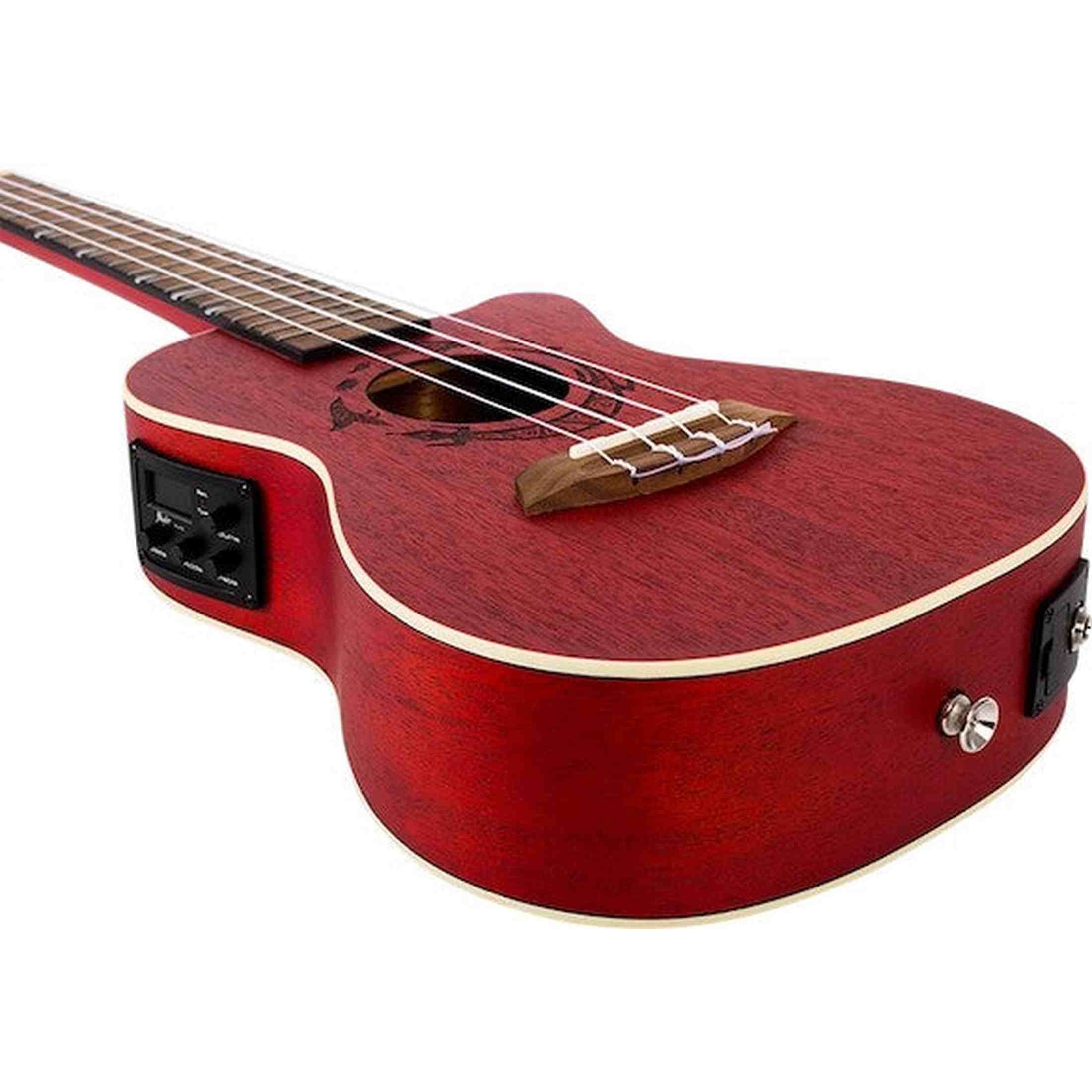 Flight DUC380 CEQ Coral Elektrisch-Akoestische Concert Ukulele met Cutaway, Mahogany Body, Pickup met EQ en Aquila Nylgut Snaren