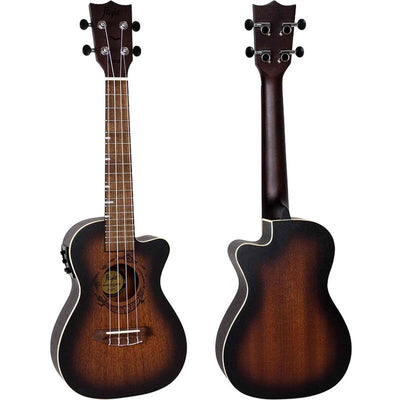 Flight DUC380 CEQ Amber Elektrisch-Akoestische Concert Ukulele met Cutaway, Mahogany Body, Pickup met EQ en Aquila Nylgut Snaren
