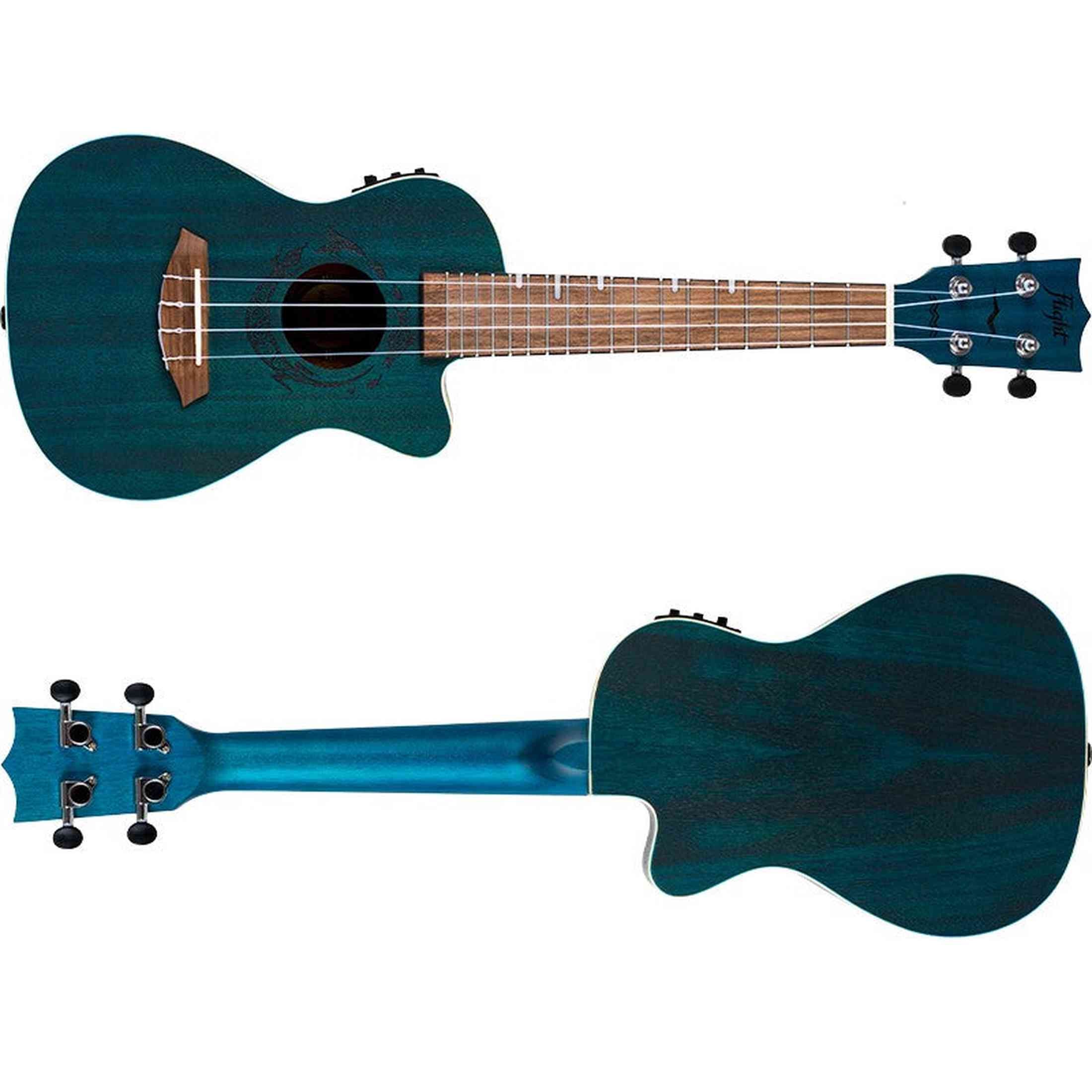 Flight DUC380 CEQ Topaz Elektrisch-Akoestische Concert Ukulele met Cutaway, Mahogany Body, Pickup met EQ en Aquila Nylgut Snaren