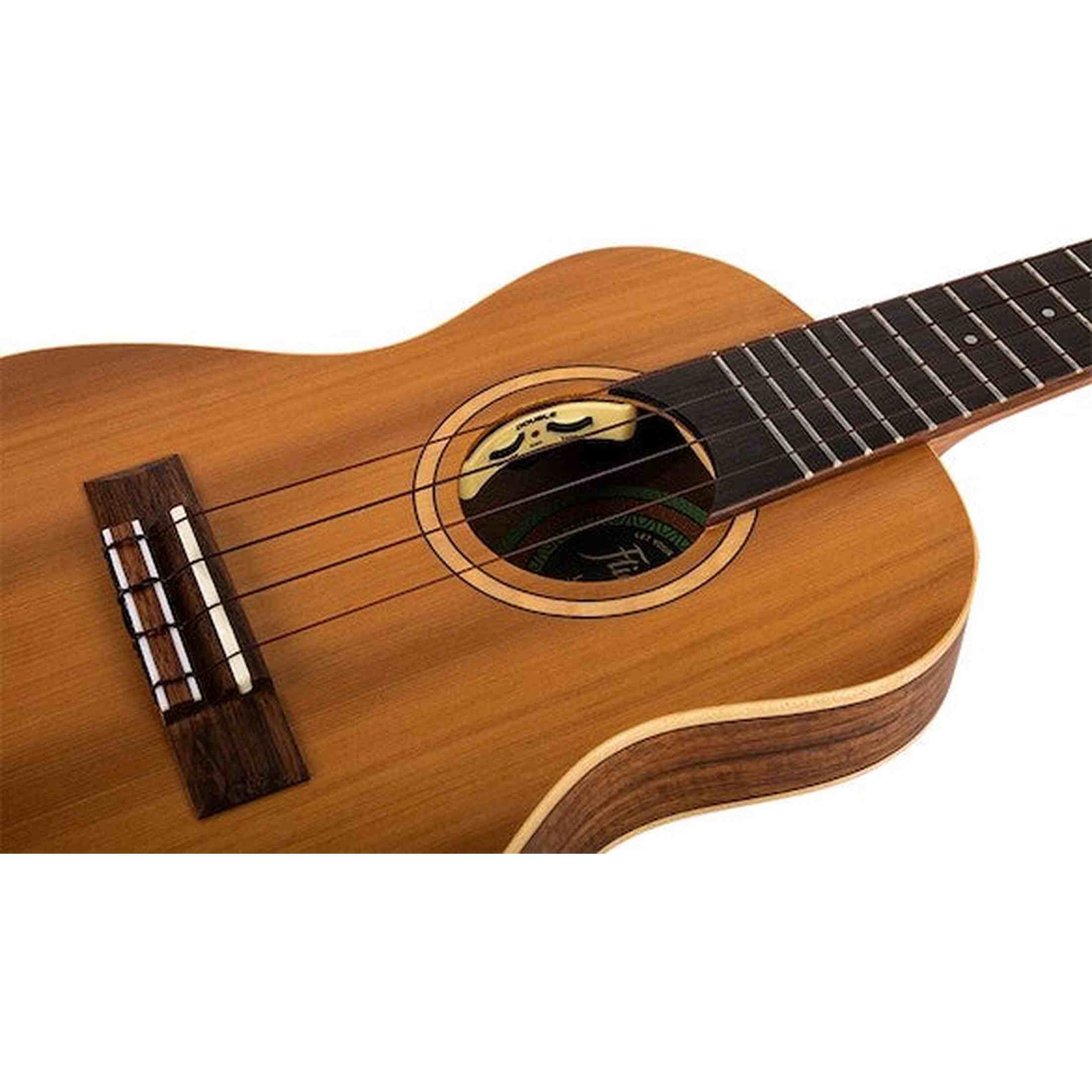 Flight Leia CE Elektrisch-Akoestische Concert Thinline Ukulele met Solid Cedar Top, Acacia Body en Double B1U Pickup