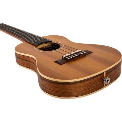 Flight Leia CE Elektrisch-Akoestische Concert Thinline Ukulele met Solid Cedar Top, Acacia Body en Double B1U Pickup