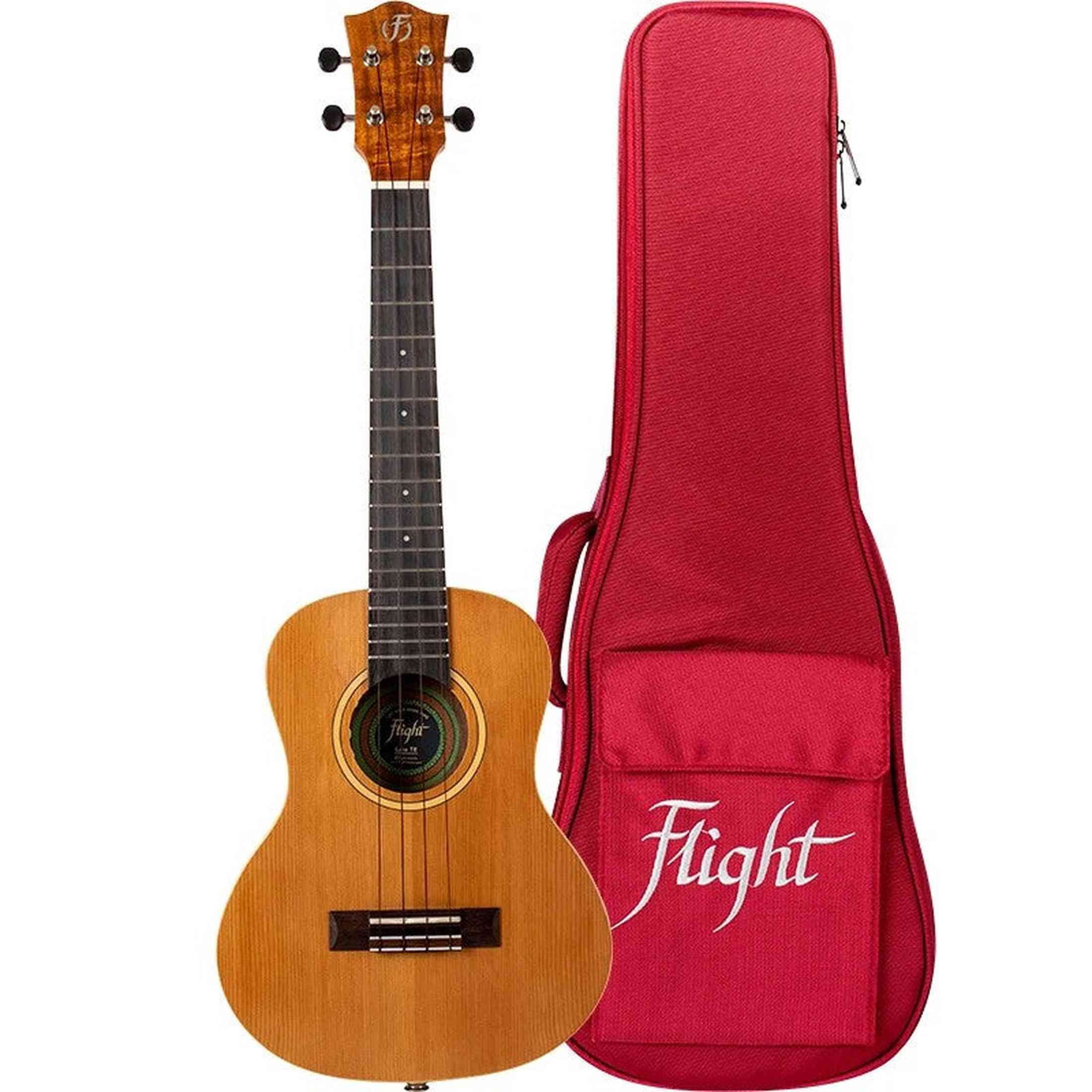 Flight Leia TE Elektrisch-Akoestische Tenor Thinline Ukulele met Solid Cedar Top, Acacia Body en Double B1U Pickup