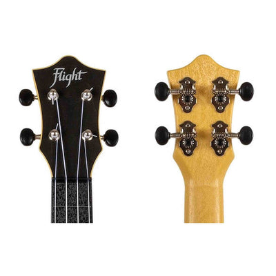 Flight TUSL-35 BK Soprano Longneck Ukulele Zwart met Linden Top, ABS Body en Aquila Snaren