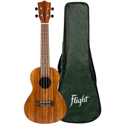 Flight NUC200 Concert Ukulele met Gelamineerd Teak Body, 38 mm Topkam en Gigbag